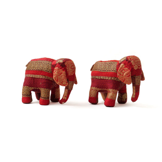 Jewel Striped metallic kantha Elephant Soft Toy