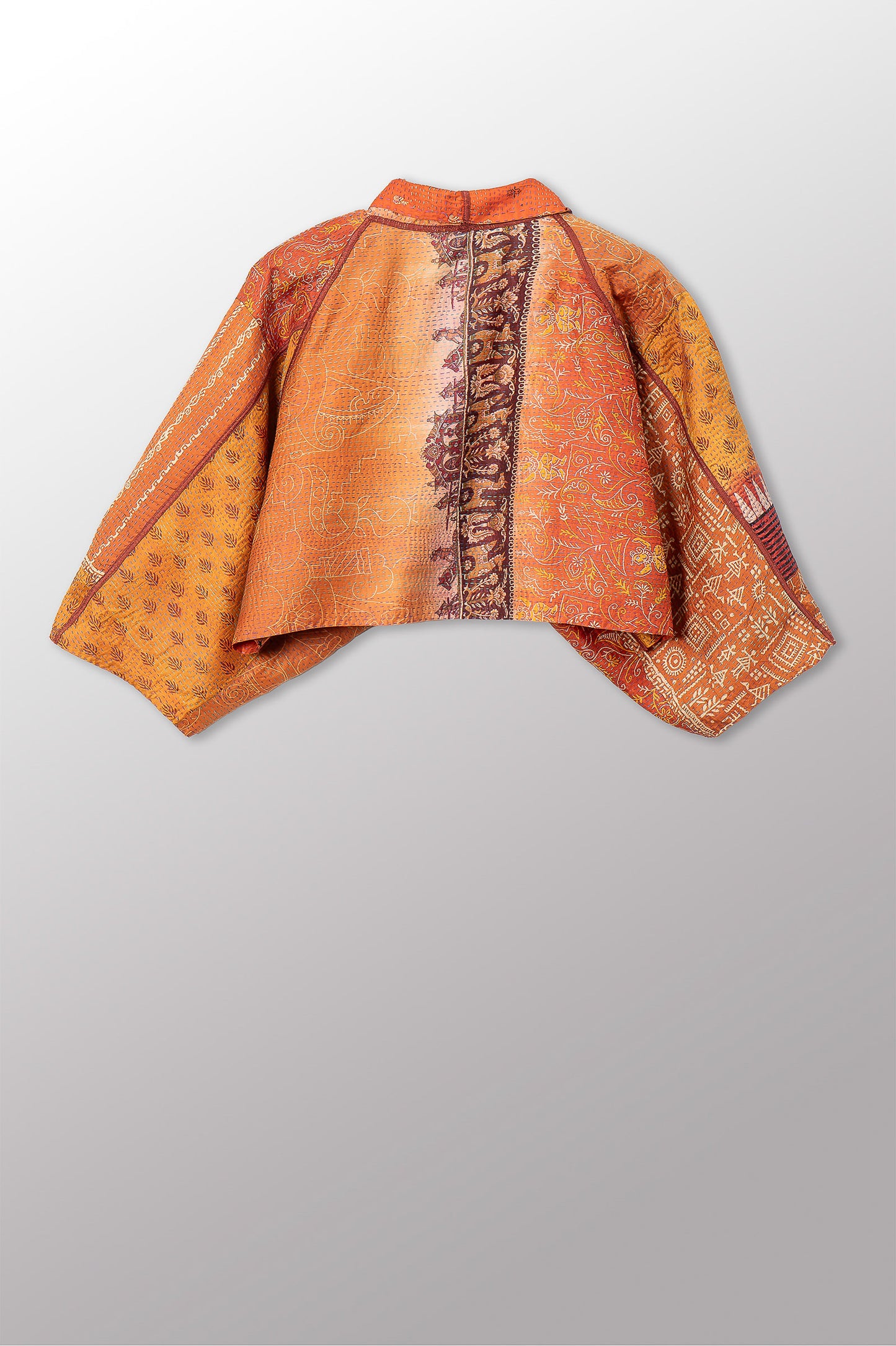 VINTAGE SILK KANTHA PUFF SLV. SHRUG - sv2062-0024a -