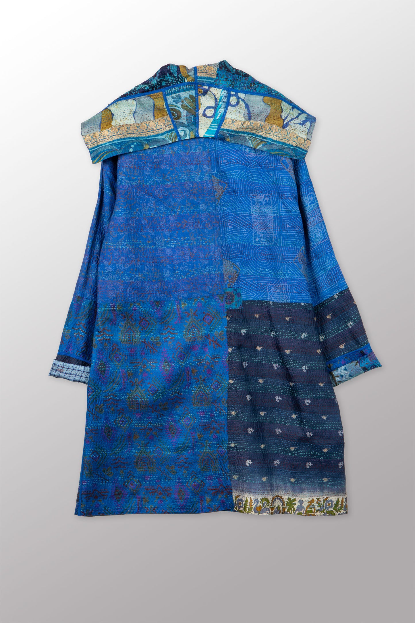 VINTAGE SILK KANTHA POCKET MEDIUM COAT - sv2316-0007m -