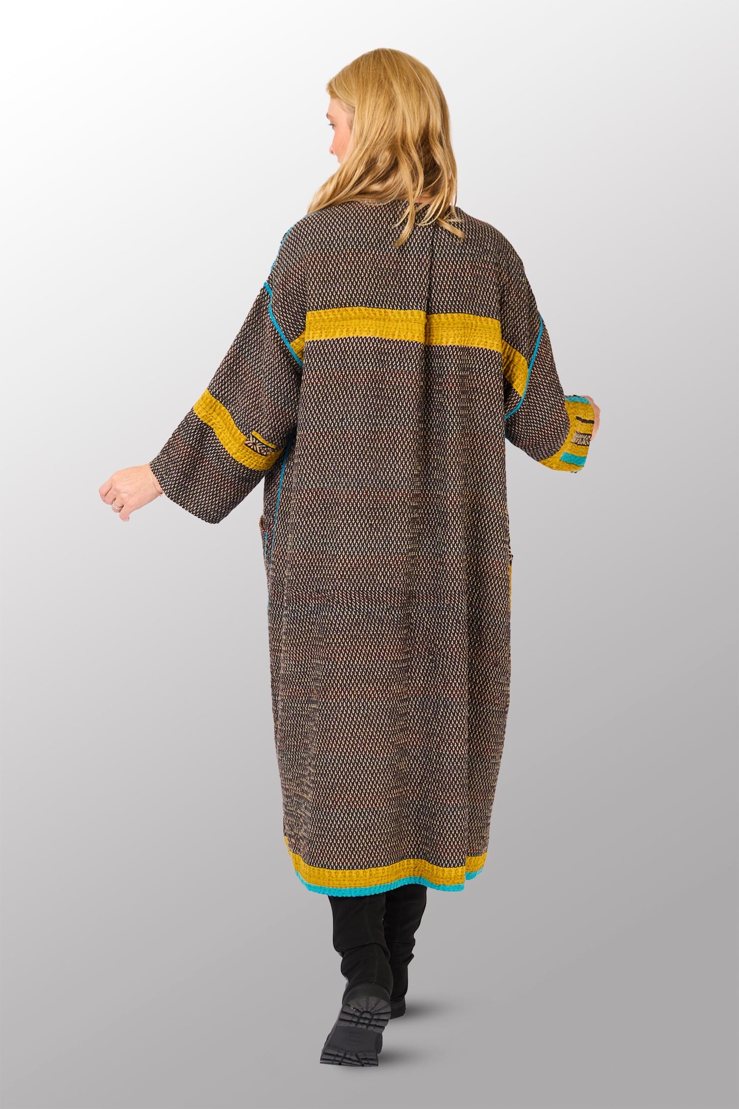 VINTAGE COTTON KANTHA LONG DUSTER - cv4328-0014a -