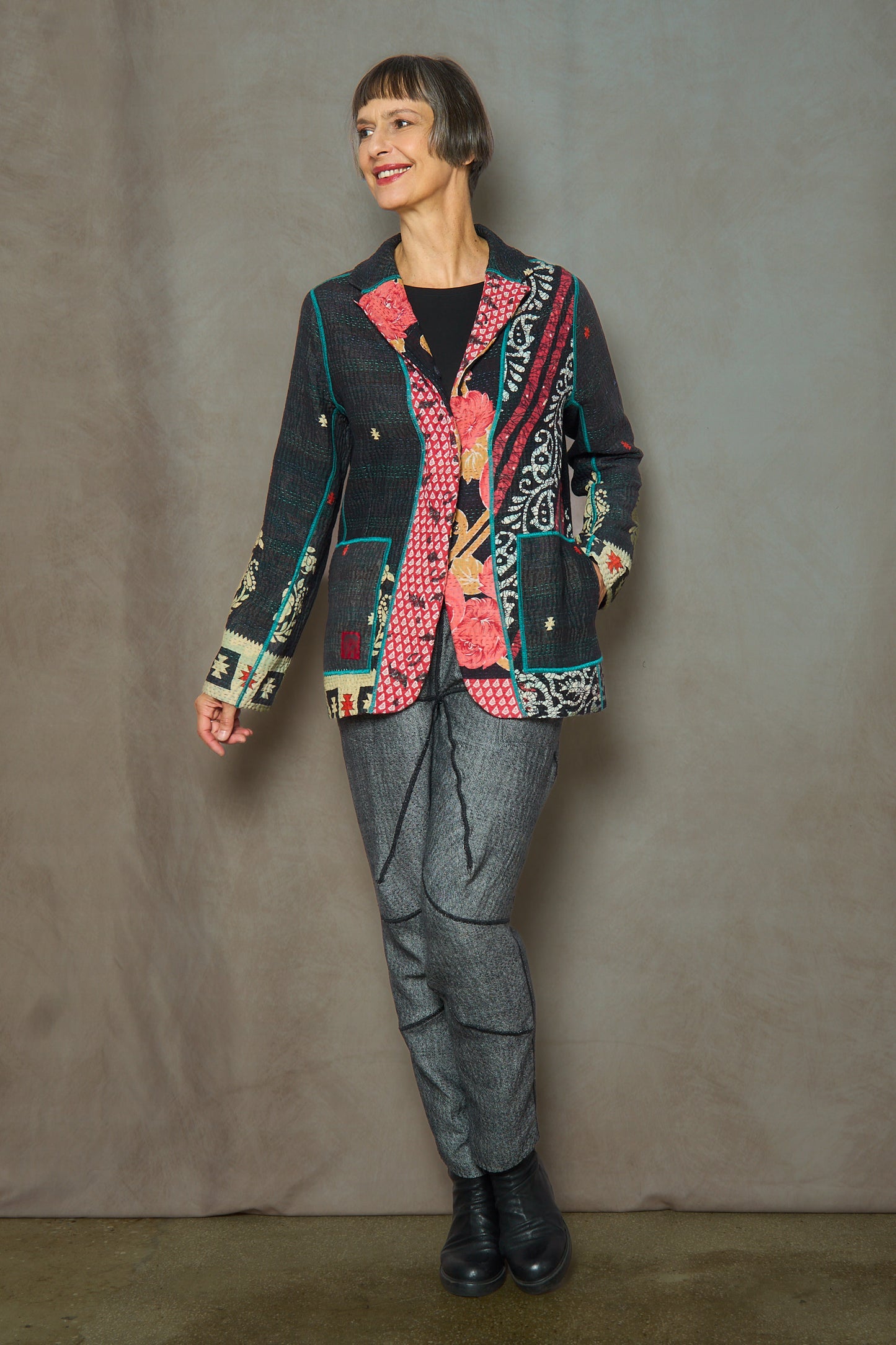 VINTAGE COTTON KANTHA BASIC JKT - cv4052-0022m -