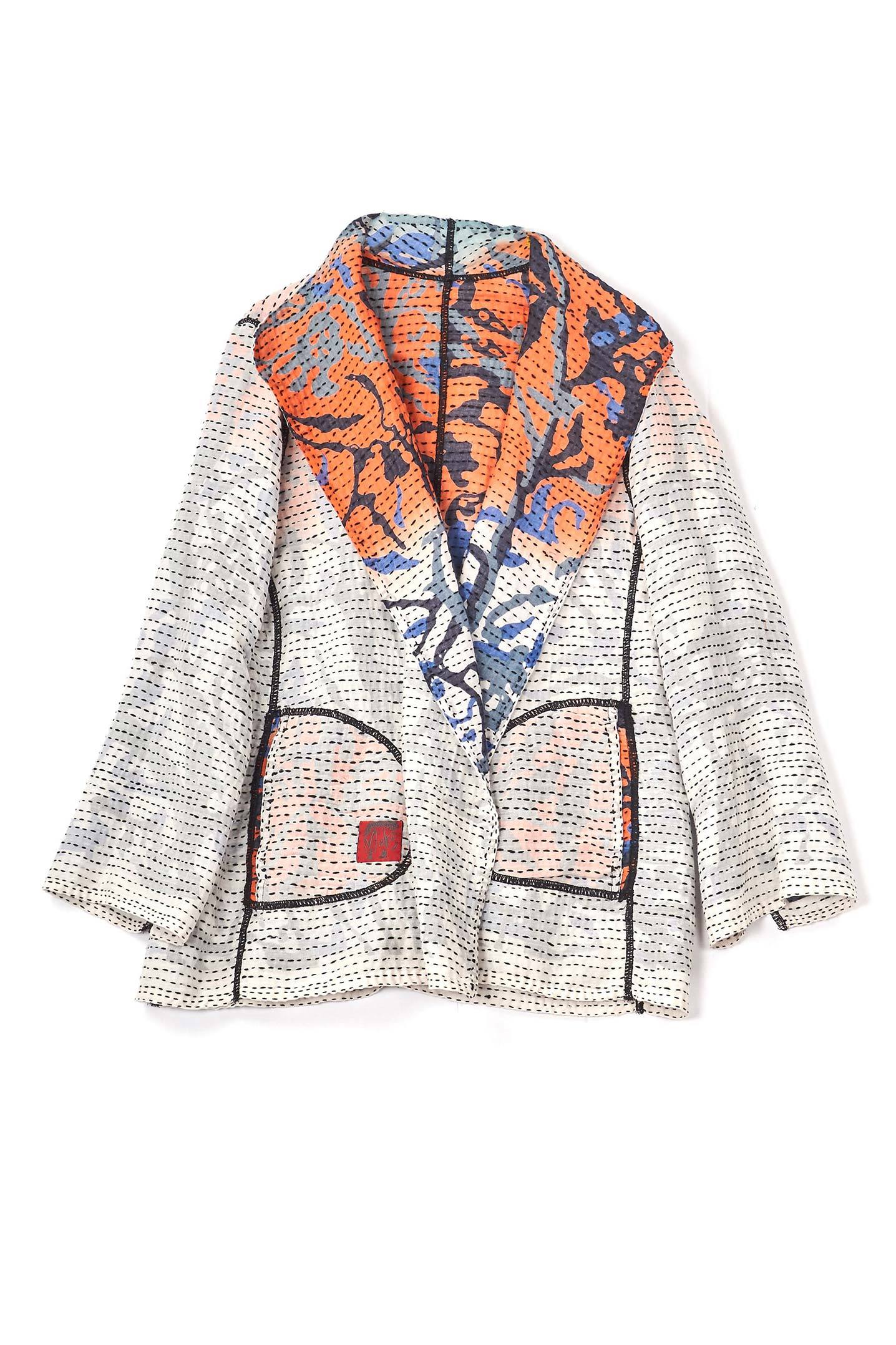 SUMMER BREEZE PRINT KANTHA SHORT JKT - sz2007-blu -