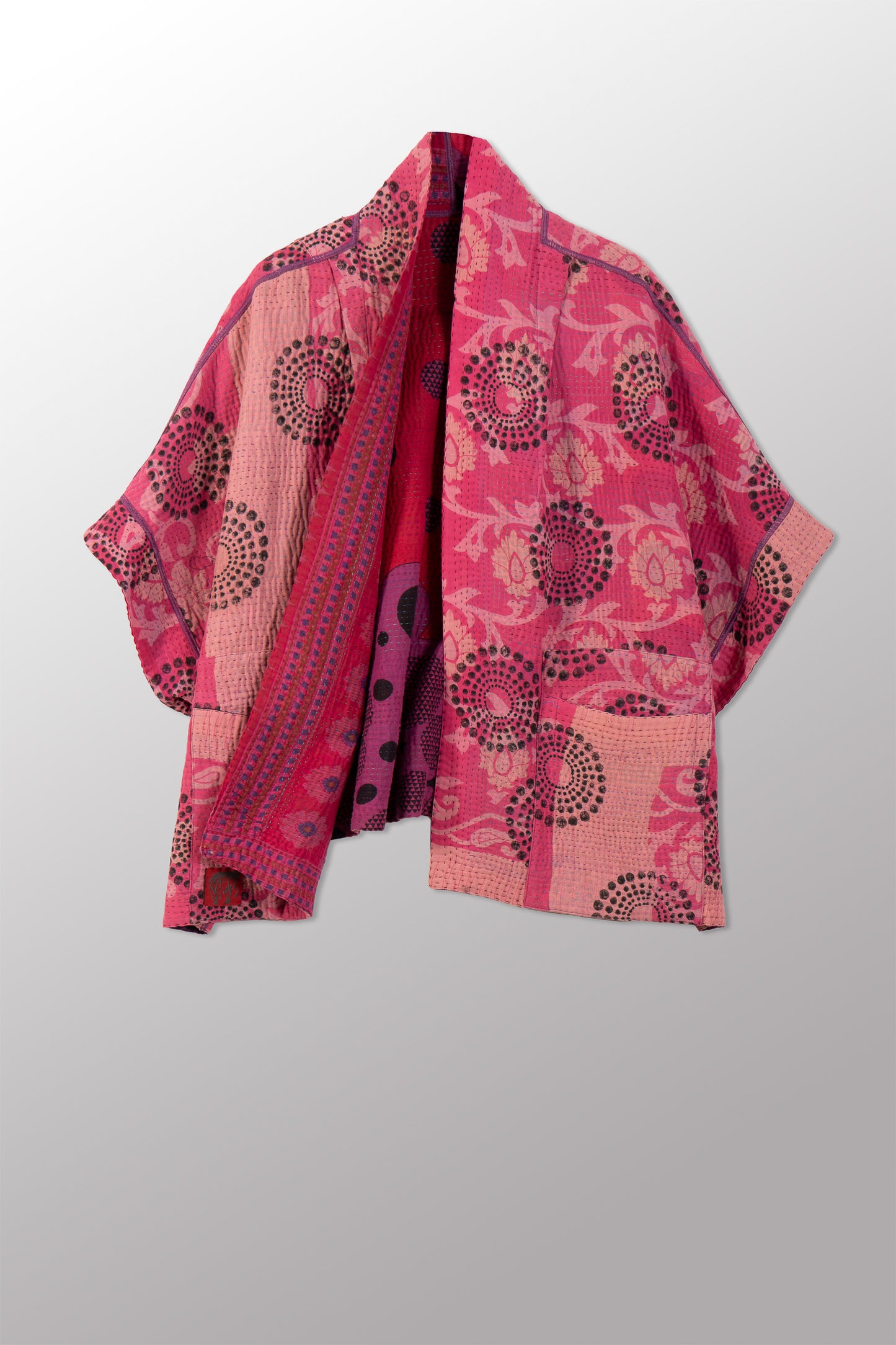 VINTAGE COTTON KANTHA MINI PONCHO - cv4060-0055a -