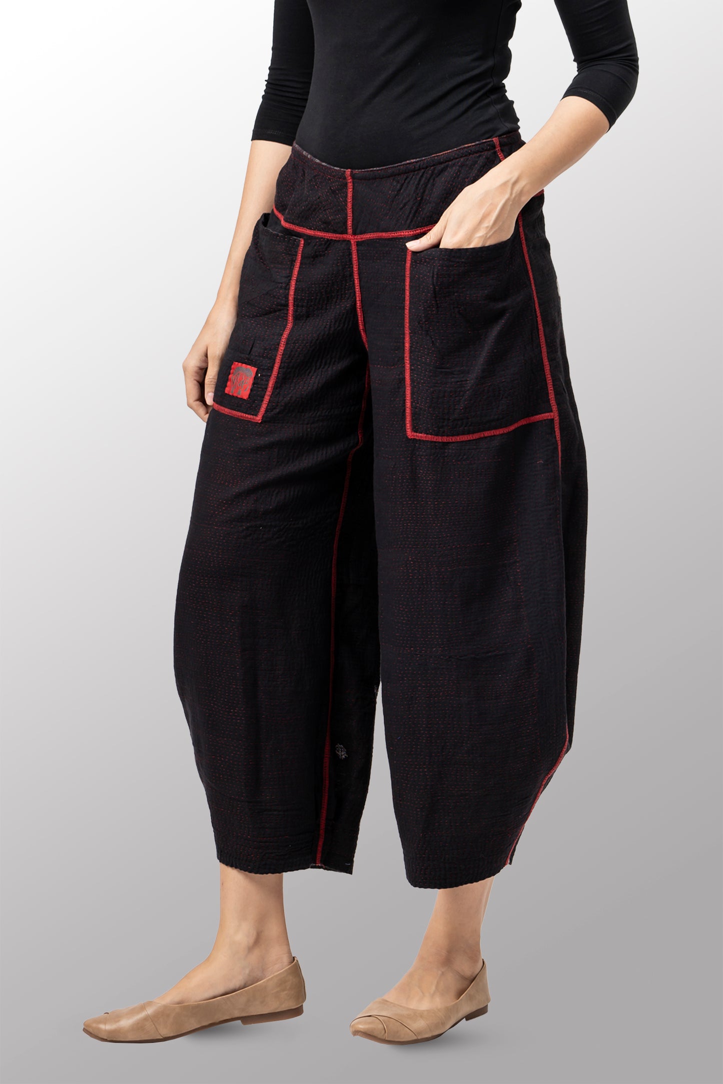 MONOTONE TWILIGHT PRINT KANTH HAREM PANTS - tp2605-red -