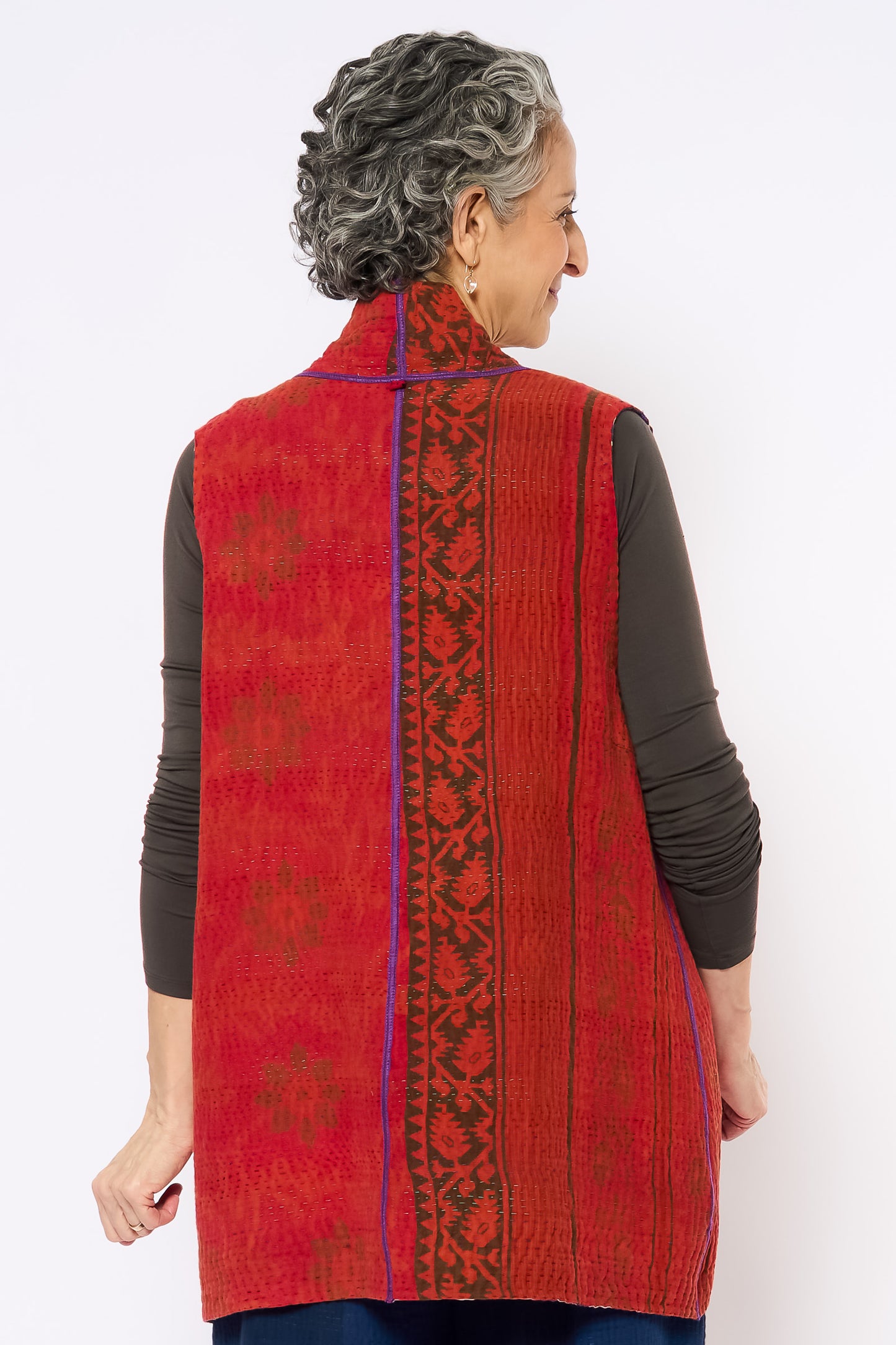 COTTON OVERDYE KANTHA KIMONO VEST SHORT - ov4248-corg001l -