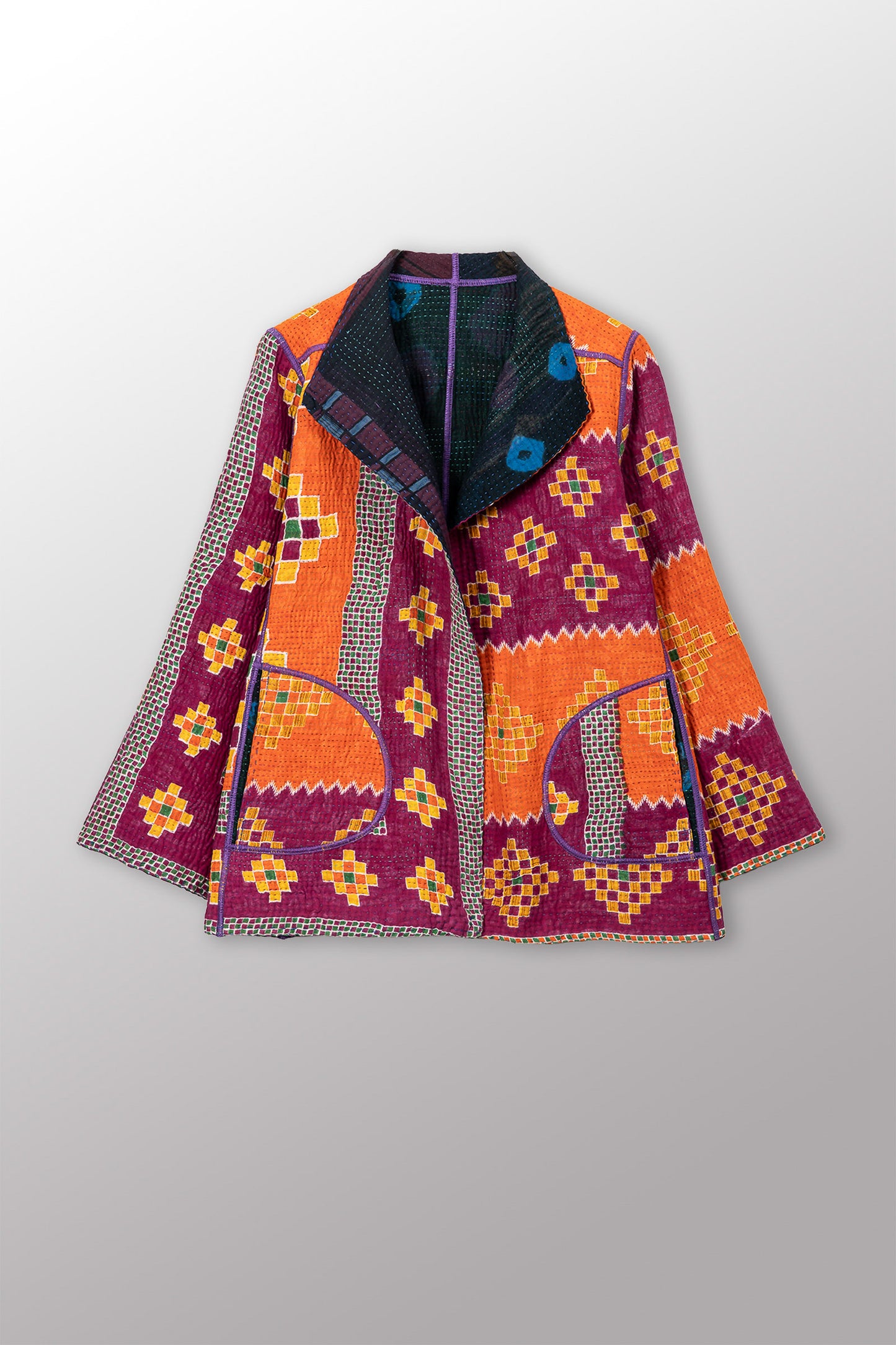 VINTAGE COTTON KANTHA SHORT JKT - cv4007-0345m -
