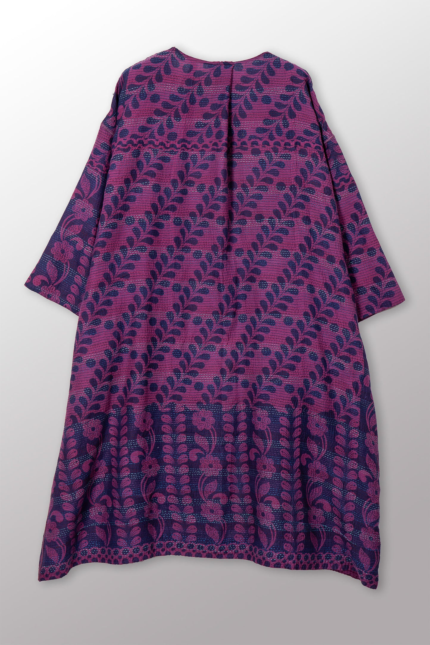 VINTAGE COTTON & NEW VOILE KANTHA LONG DUSTER - cn2328-0003a -