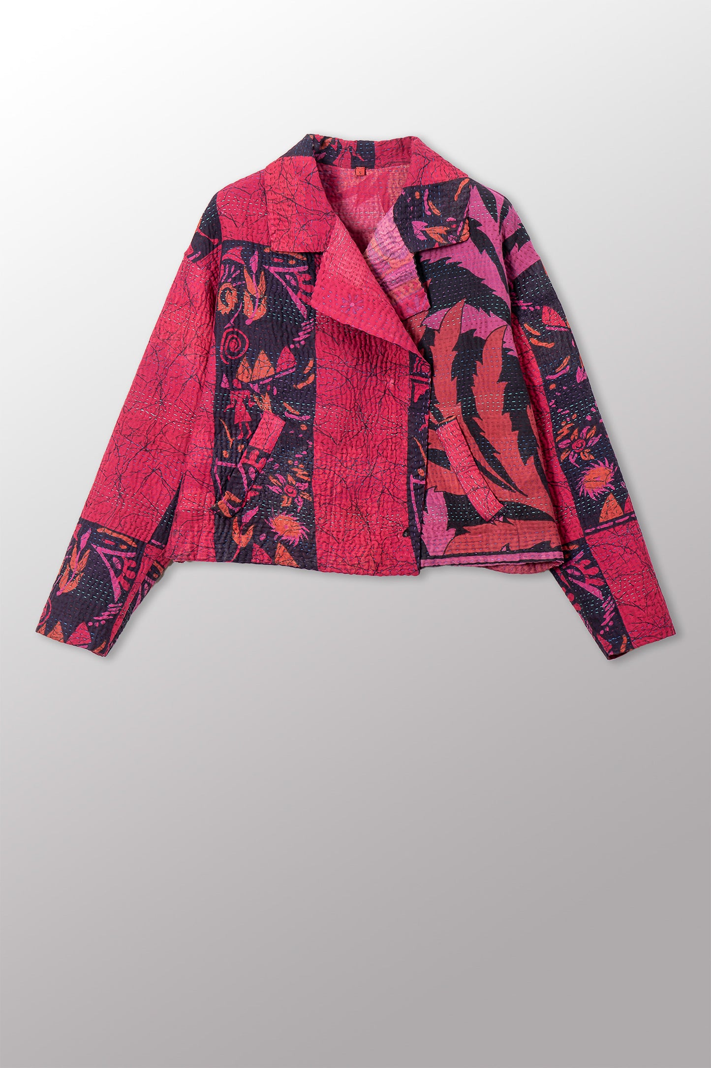 COTTON OVERDYE KANTHA LAPELED SHORT JKT - ov4081-cfus001s -