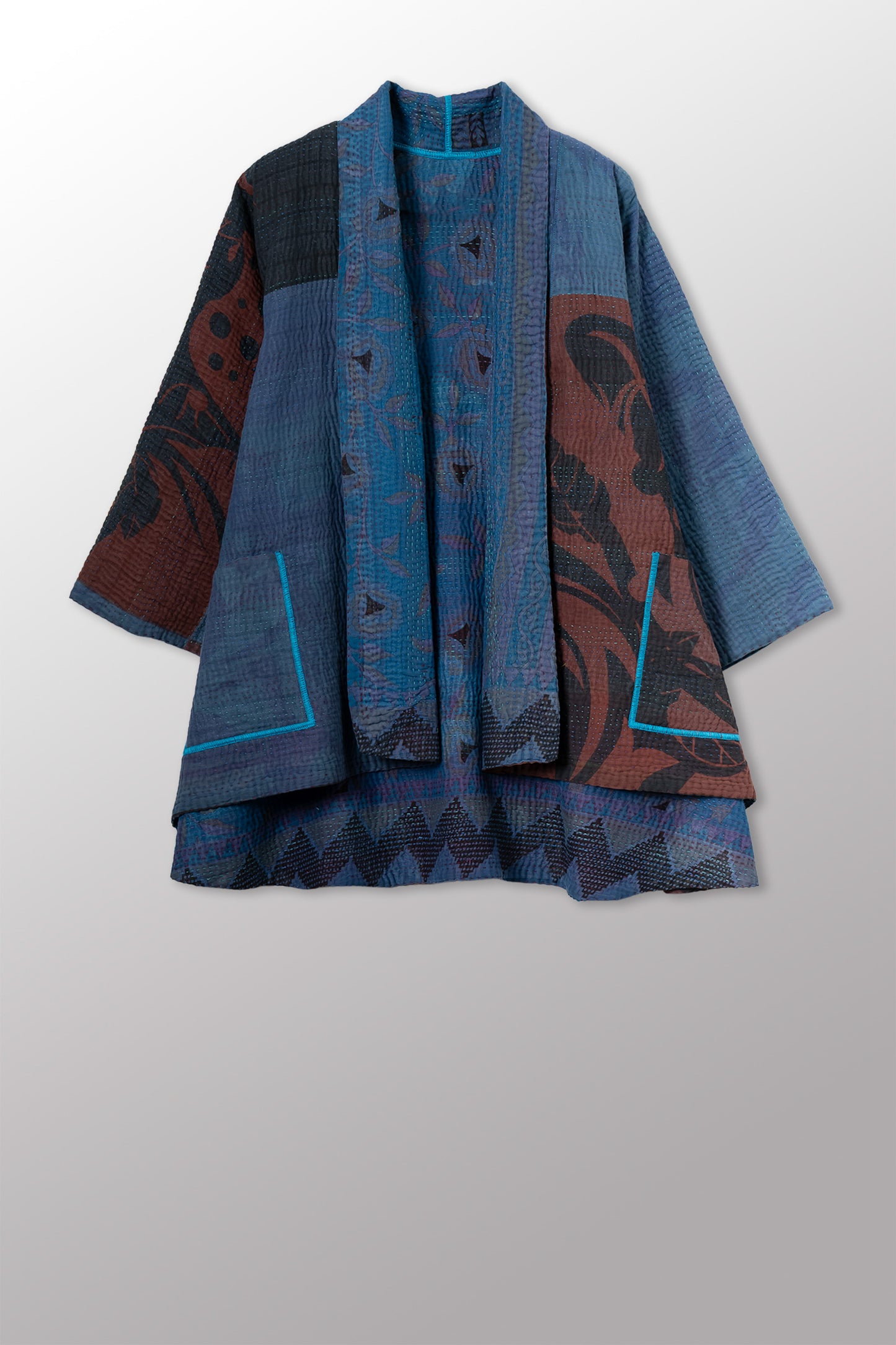 COTTON OVERDYE KANTHA KIMONO JKT - ov4004-cblu003a -