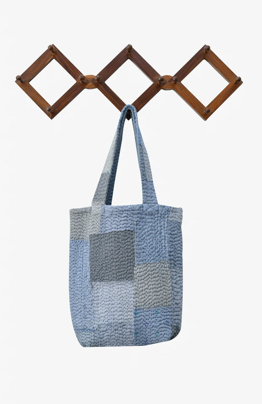Mosaic Fray Handmade Vintage Kantha Tote Bag -Hydrengea