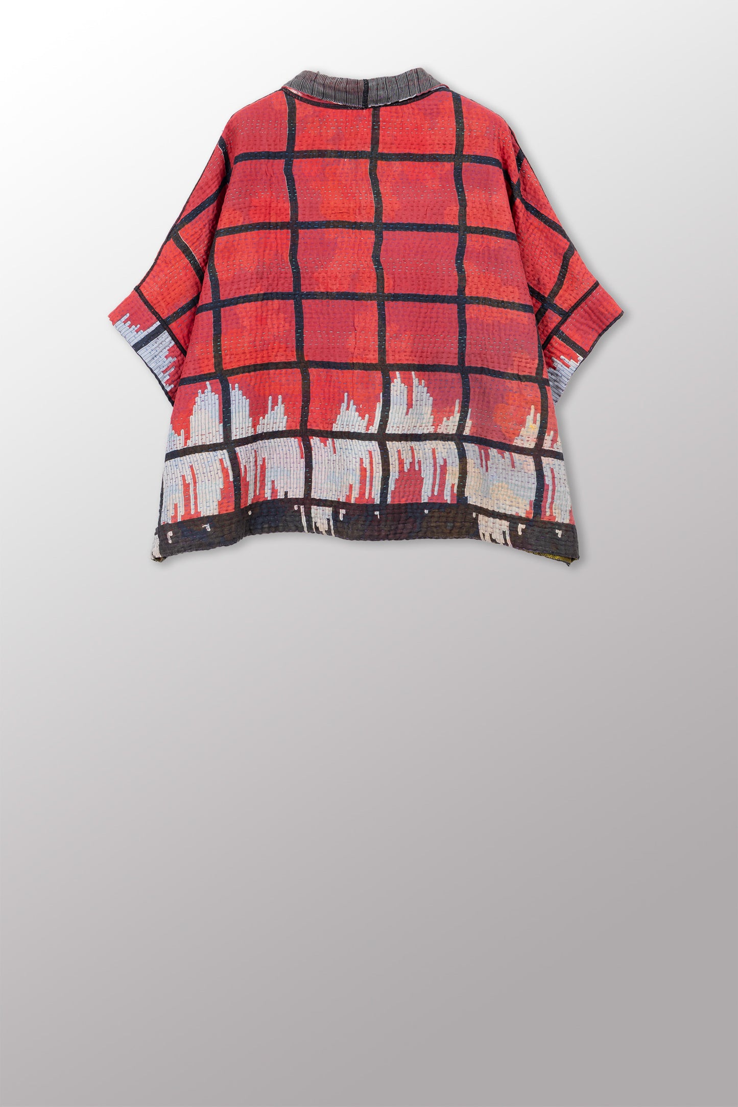 VINTAGE COTTON KANTHA MINI PONCHO - cv4060-0073a -