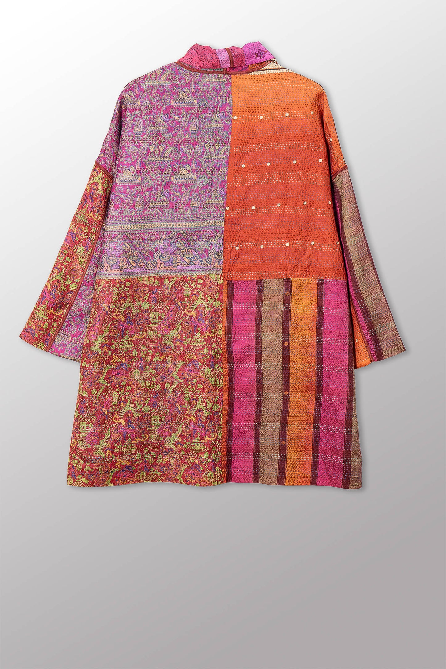 VINTAGE SILK KANTHA HAORI JACKET - sv2068-0007a -