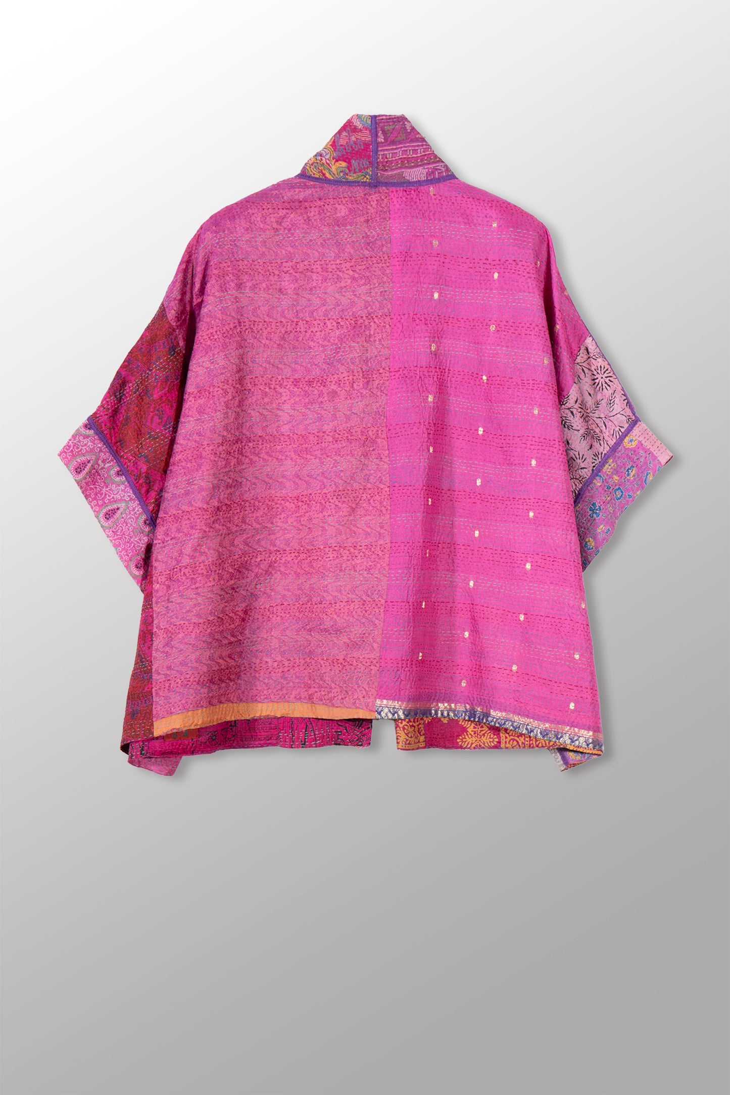 VINTAGE SILK KANTHA MINI PONCHO - sv2060-0009a -