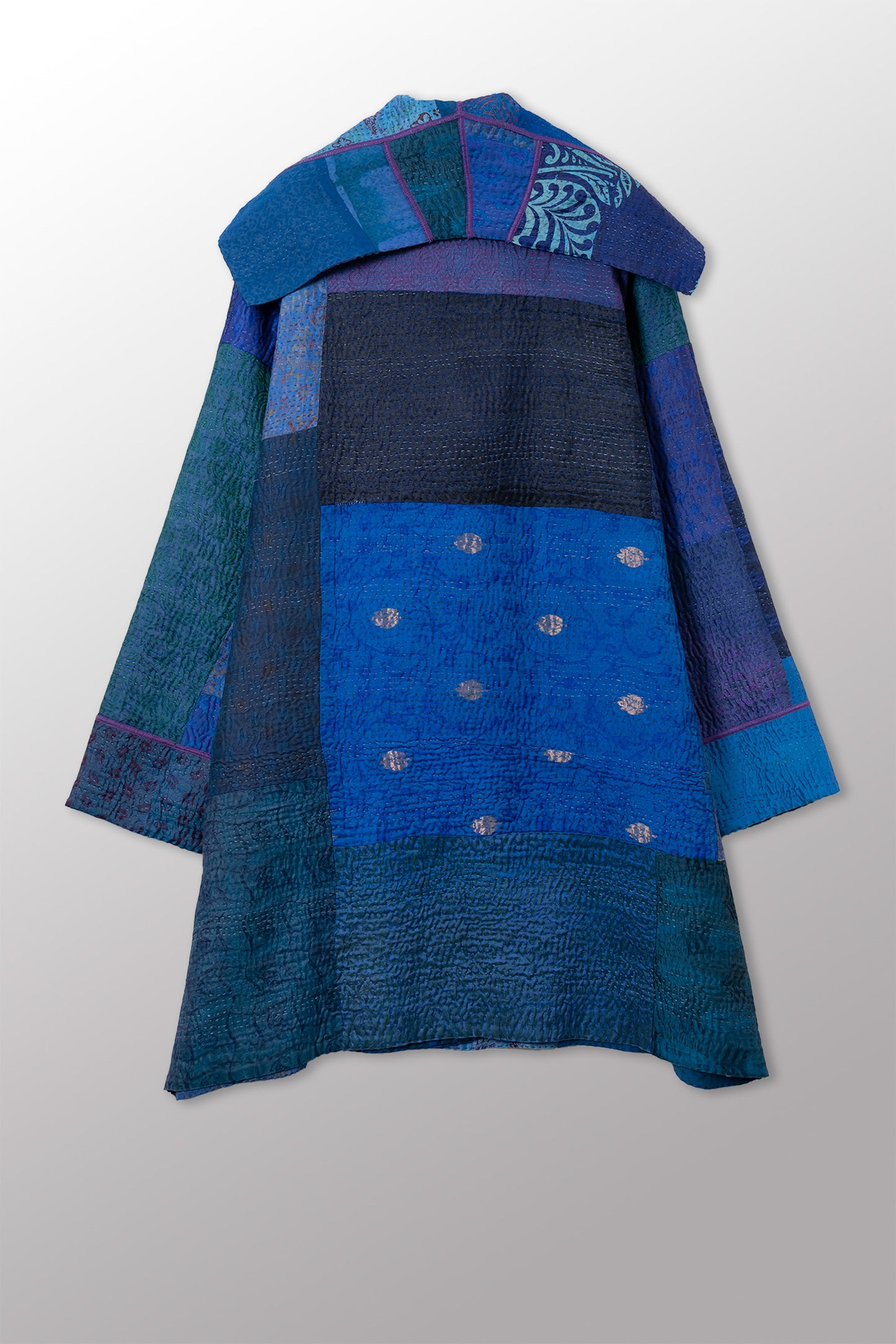 JACQUARD SILK KANTHA POCKET MEDIUM COAT - js4316-cnvy002m -