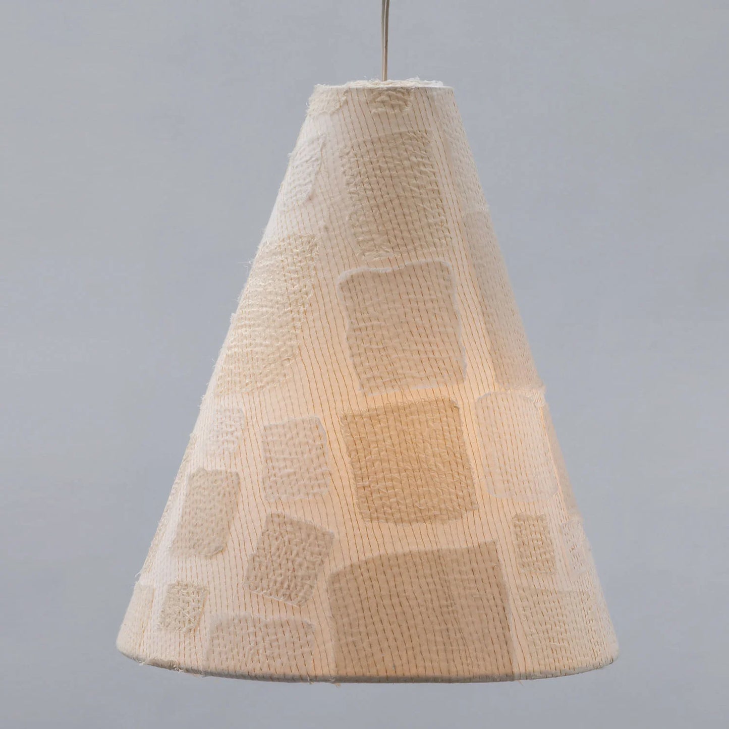 Tonal tile patch kantha -Pendant Lamp
