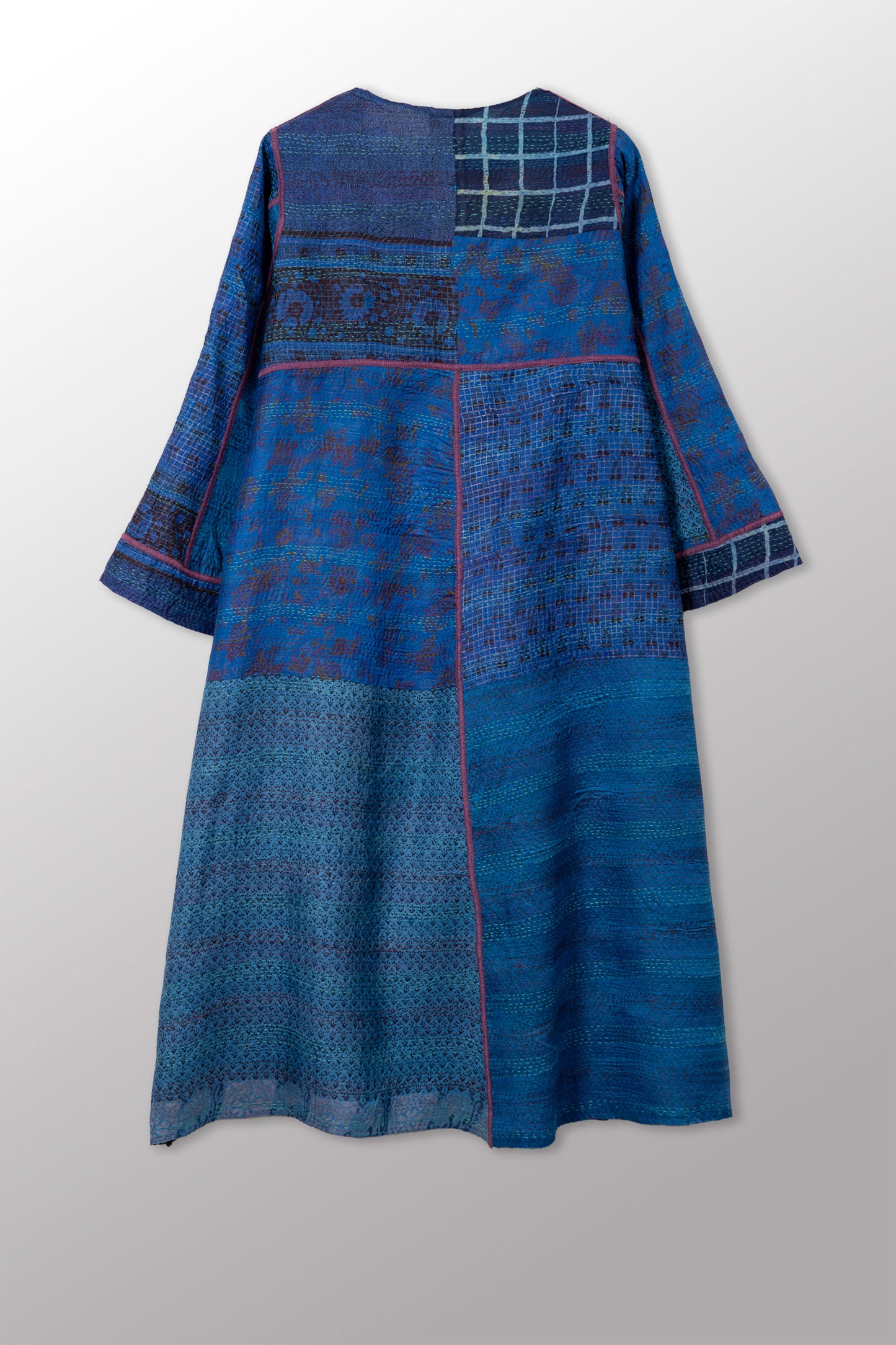 VINTAGE SILK KANTHA WRAP FLARE COAT - sv2330-0009a -