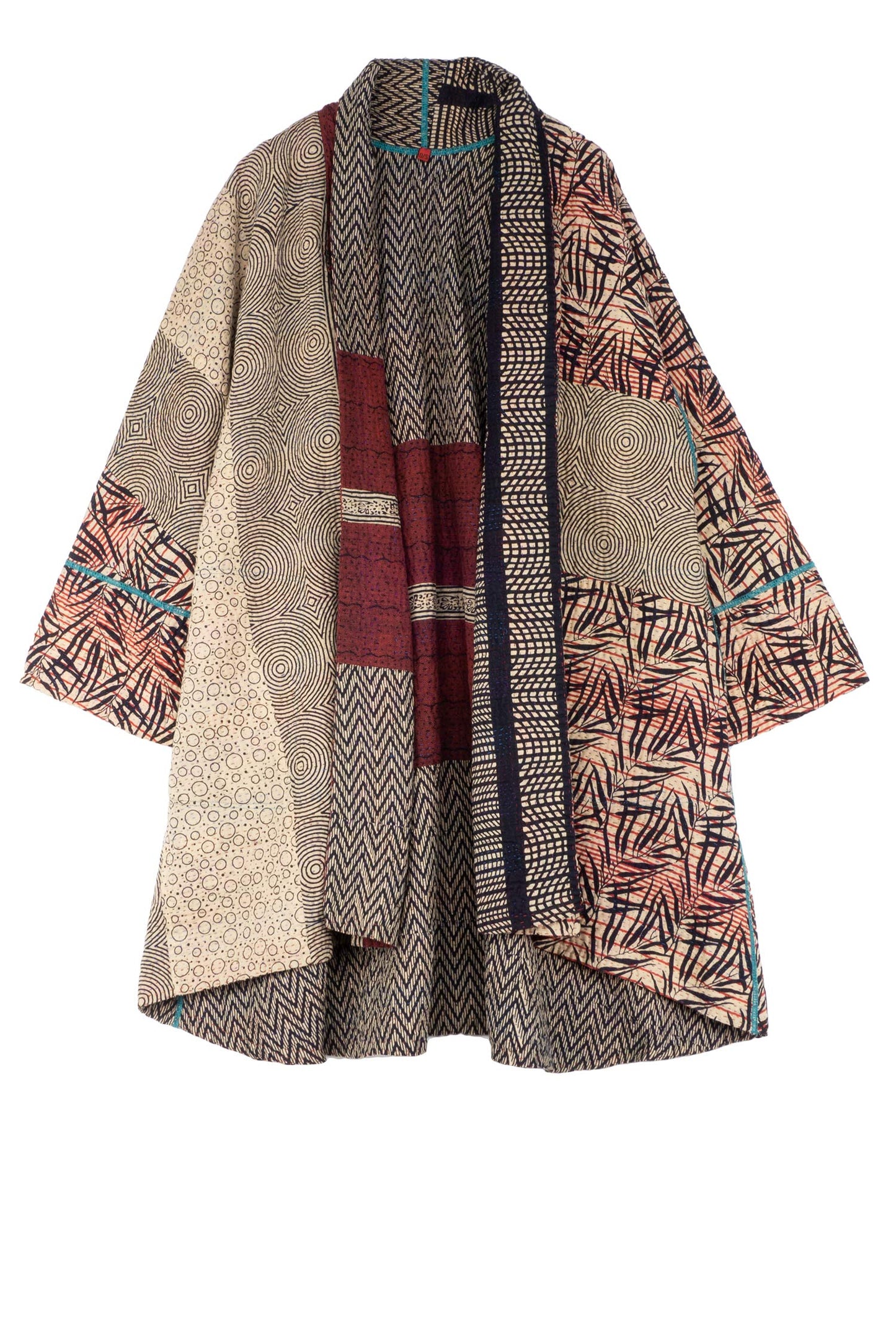 SOHO BAMBOO KANTHA KIMONO LONG JKT - bo4005-blk -