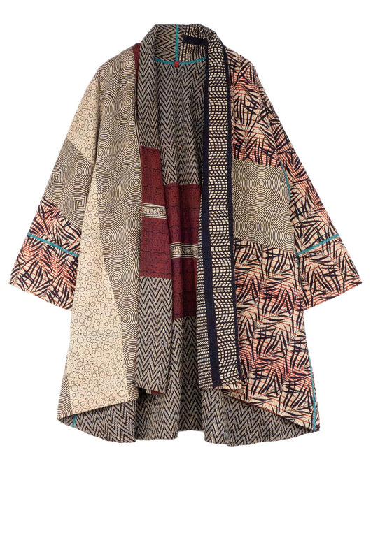 SOHO BAMBOO KANTHA KIMONO LONG JKT - bo4005-blk -