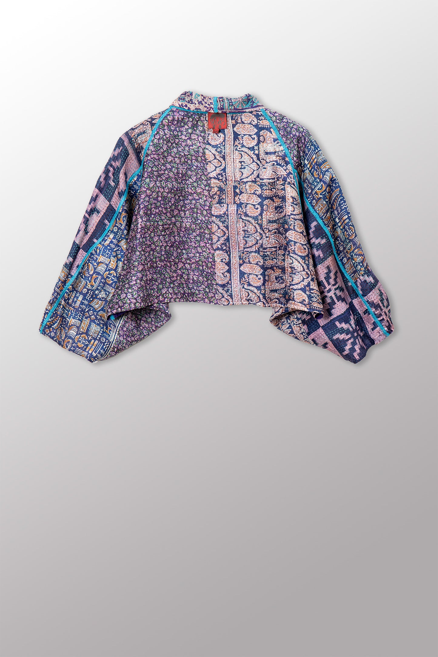 VINTAGE SILK KANTHA PUFF SLV. SHRUG - sv2062-0042a -