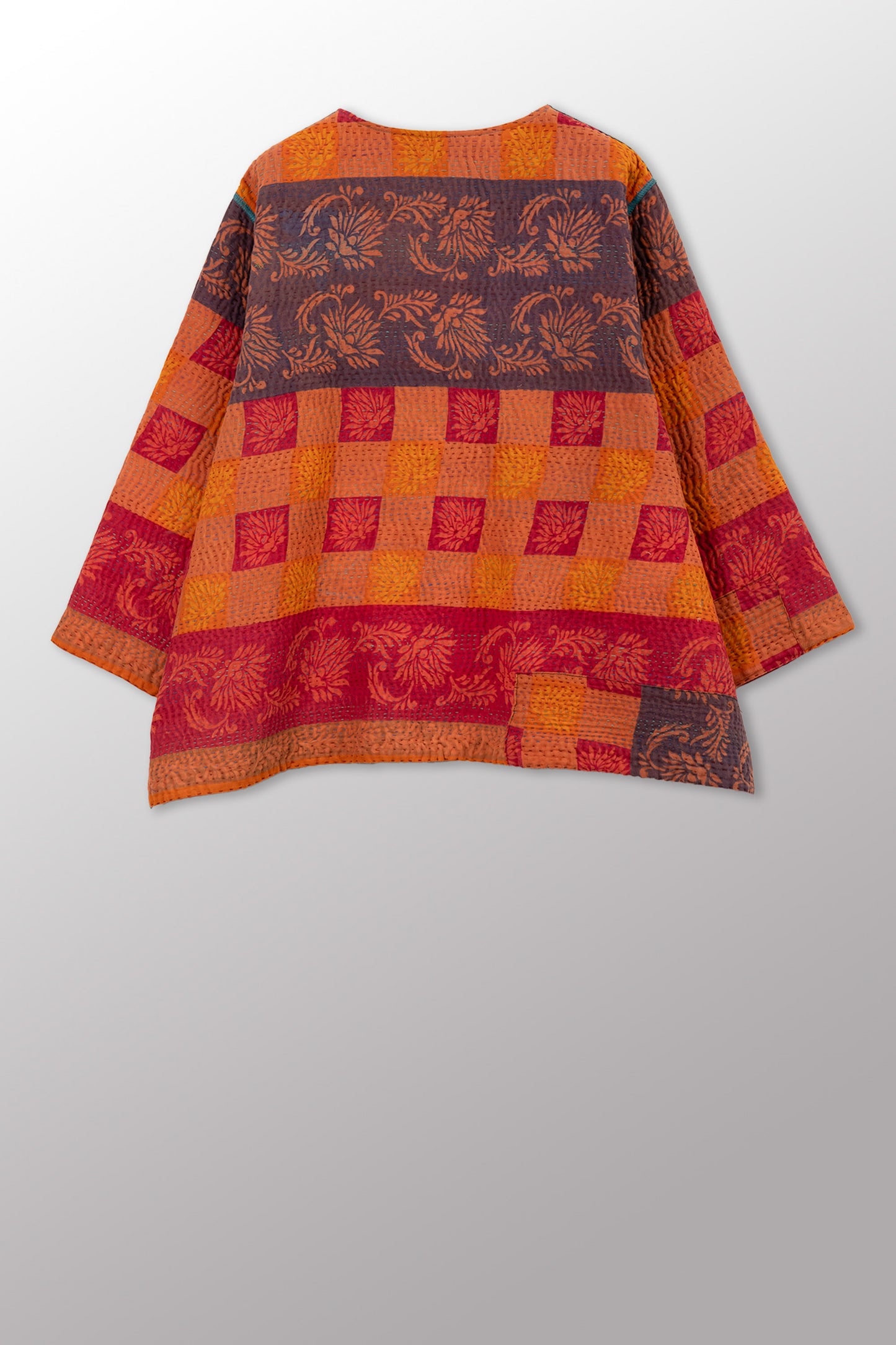 VINTAGE COTTON KANTHA A-LINE SHORT JKT - cv4019-0022a -