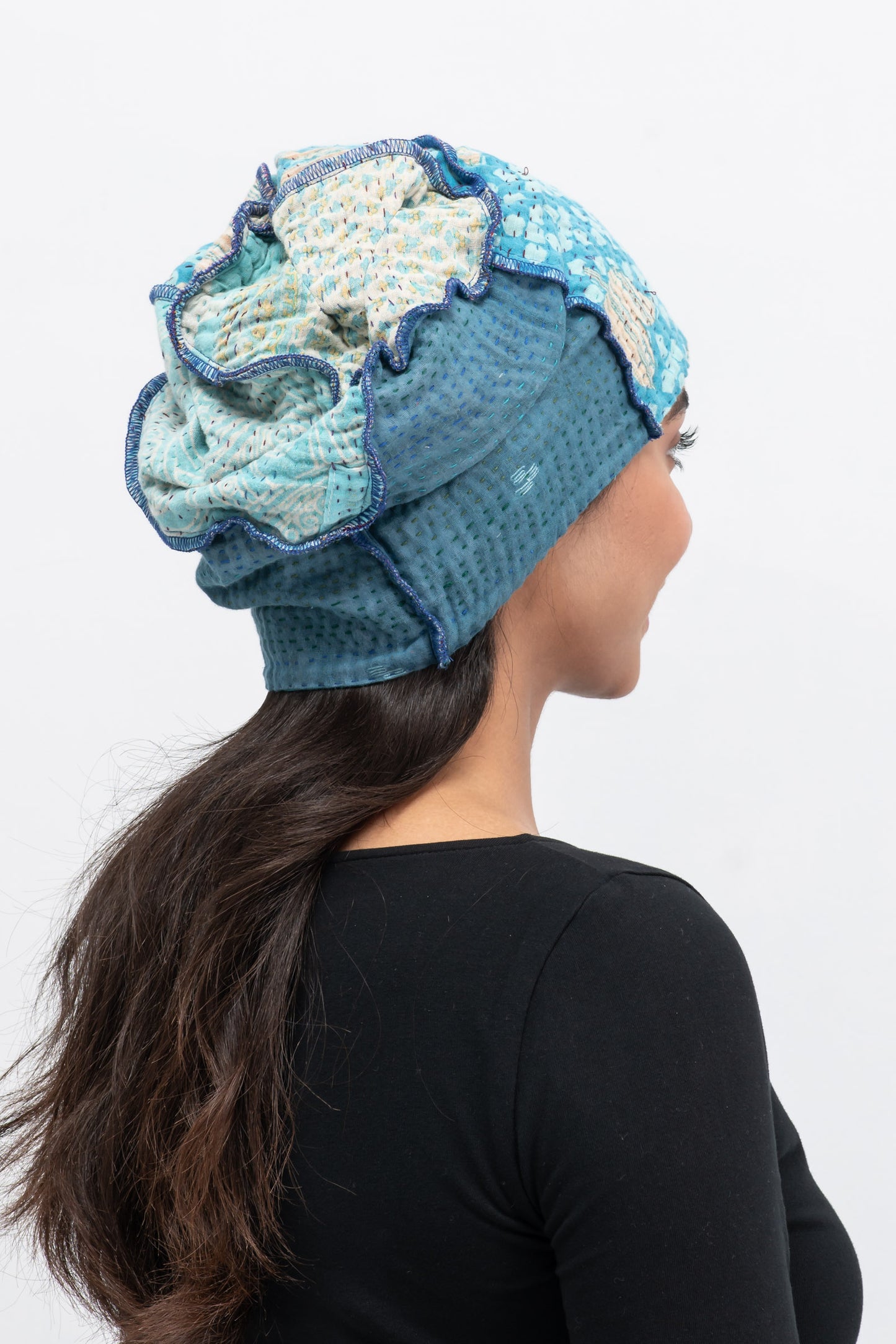 VINTAGE COTTON KANTHA PATCHWORK HAT - cv4880-tel -