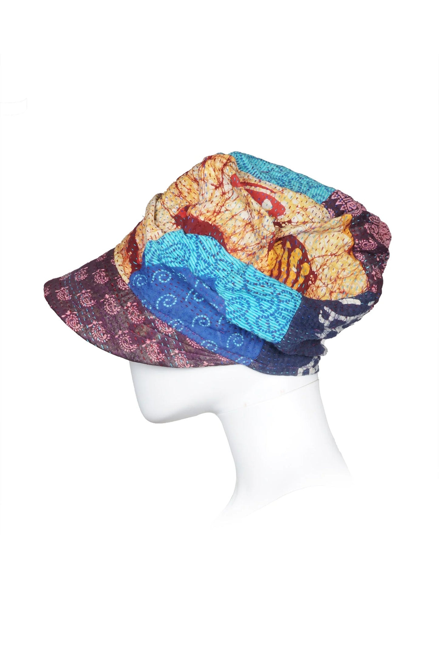 VINTAGE COTTON KANTHA HALF BRIM HAT - cv4881-mlt -