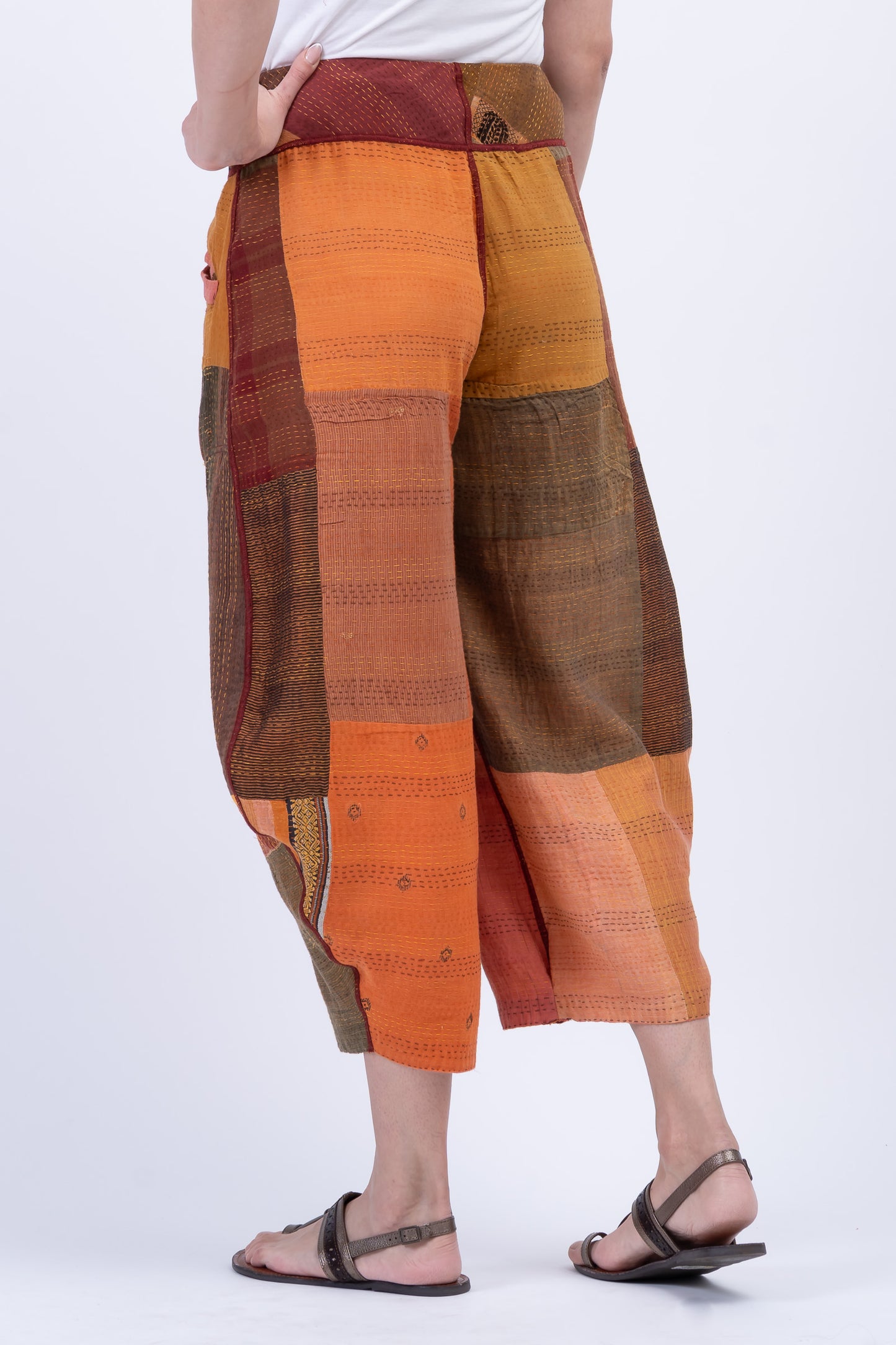 BROCADE PATCHED KANTHA HAREM PANTS - bp2605-org -
