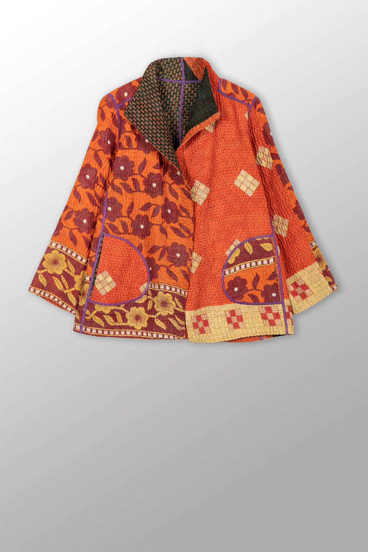 VINTAGE COTTON KANTHA SHORT JKT - cv4007-0339l -