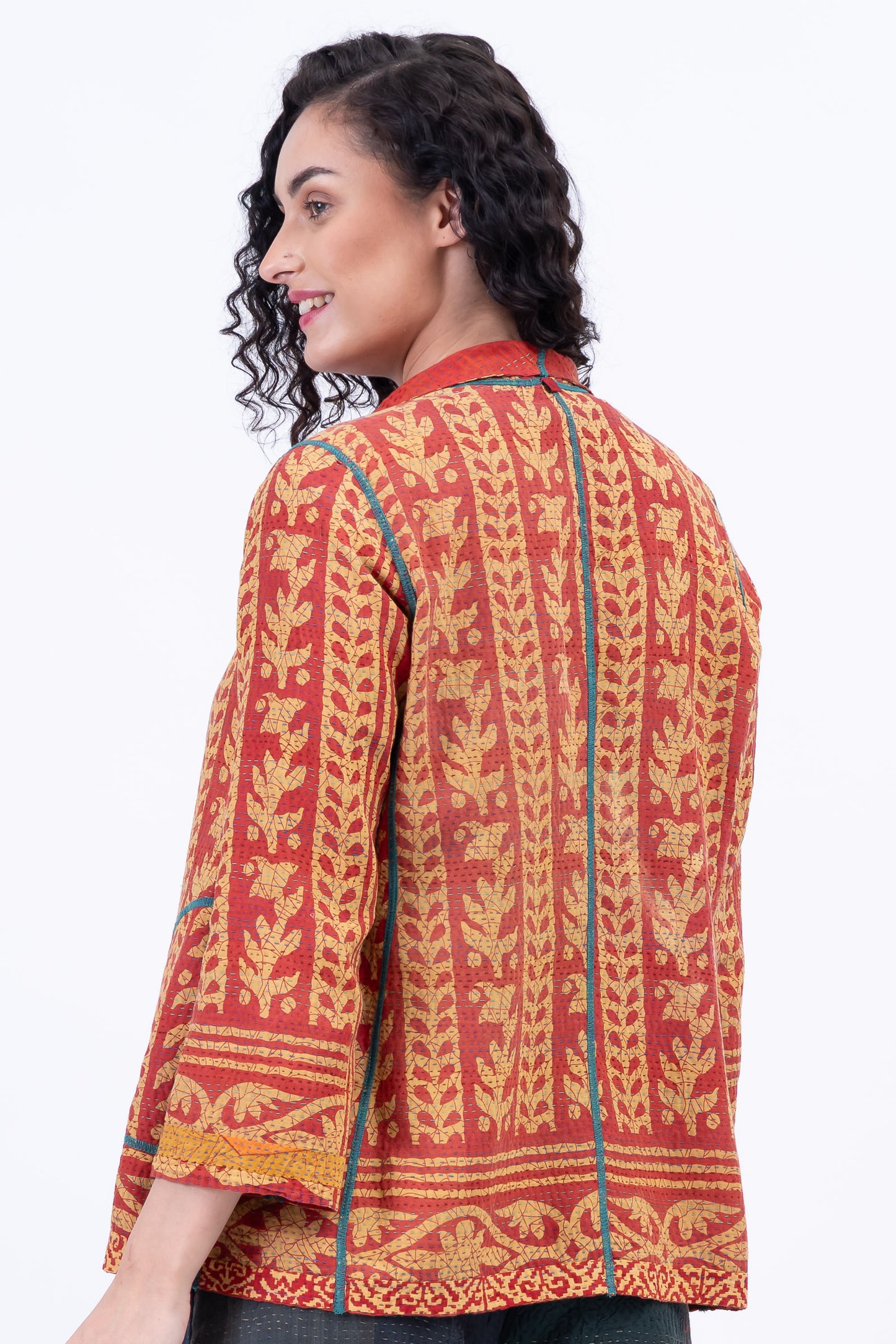 VINTAGE COTTON KANTHA SHORT JKT - cv2007-0092l -