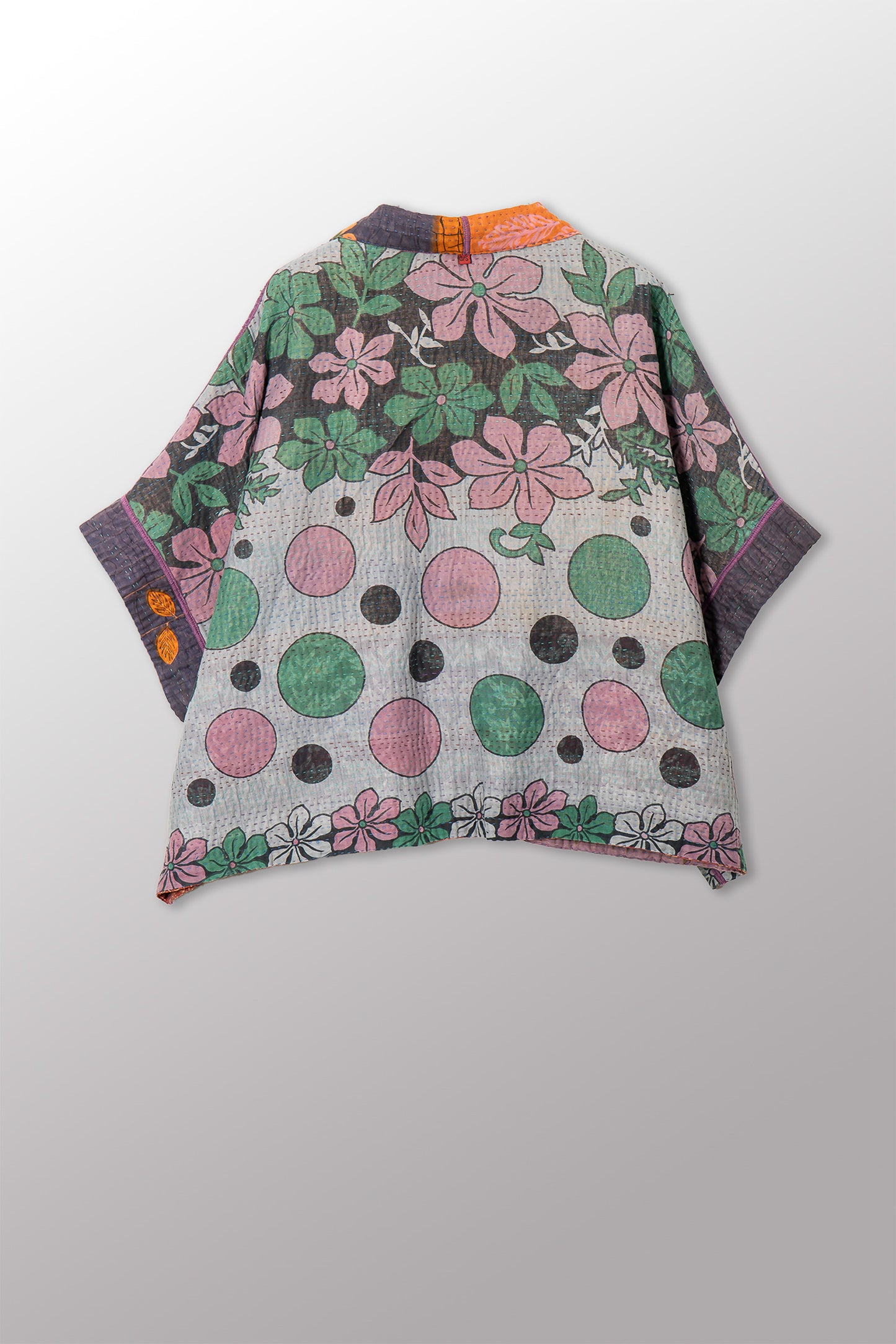 VINTAGE COTTON KANTHA MINI PONCHO - cv4060-0063a -