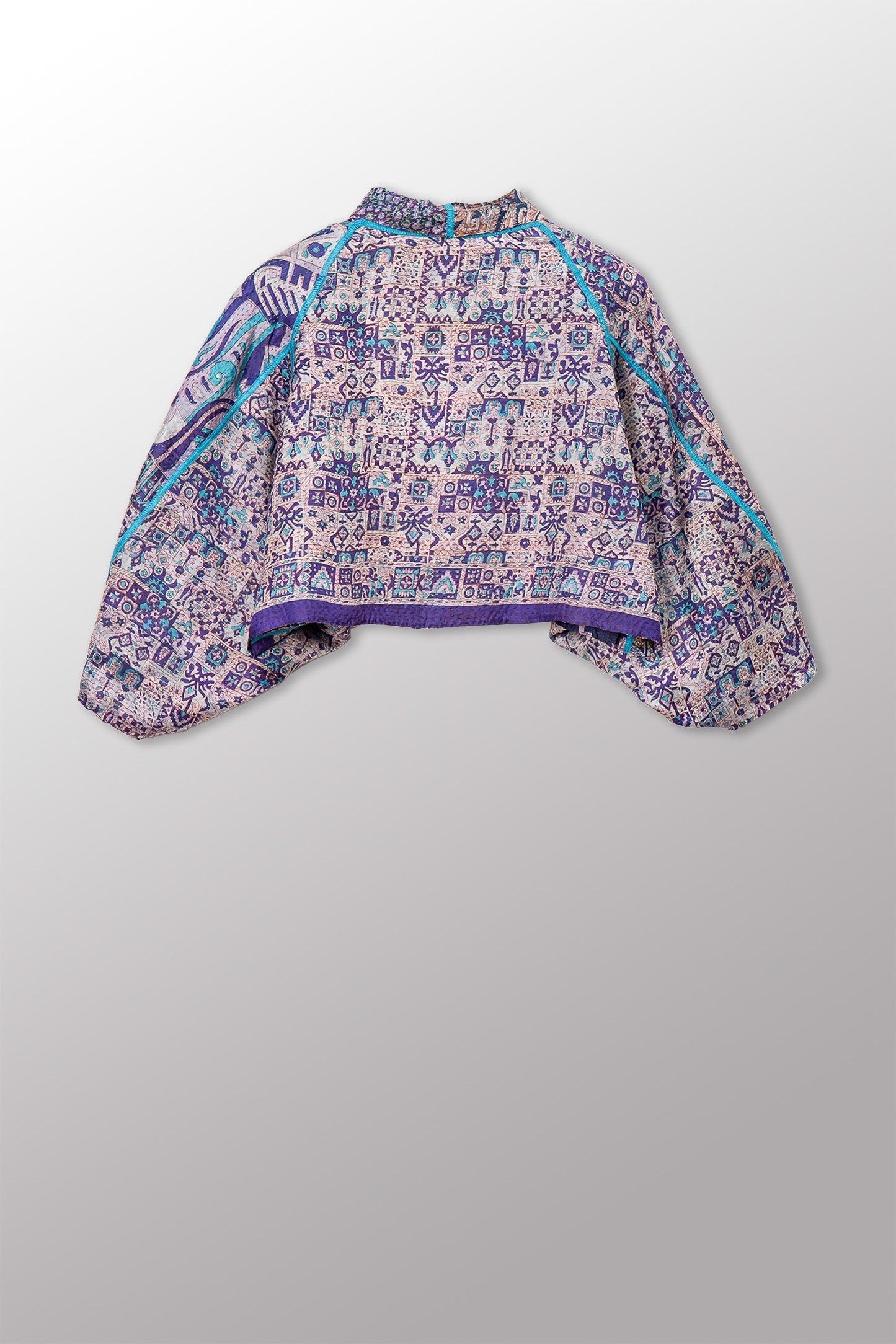 VINTAGE SILK KANTHA PUFF SLV. SHRUG - sv2062-0042a -