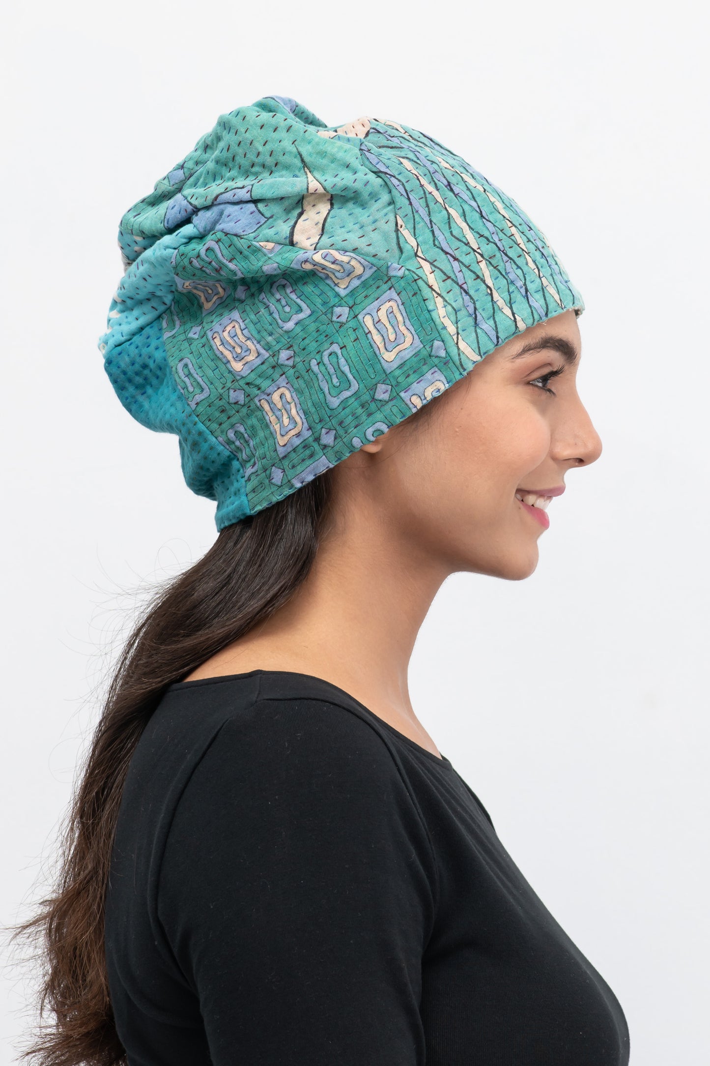 VINTAGE COTTON KANTHA PATCHWORK HAT - cv4880-tel -