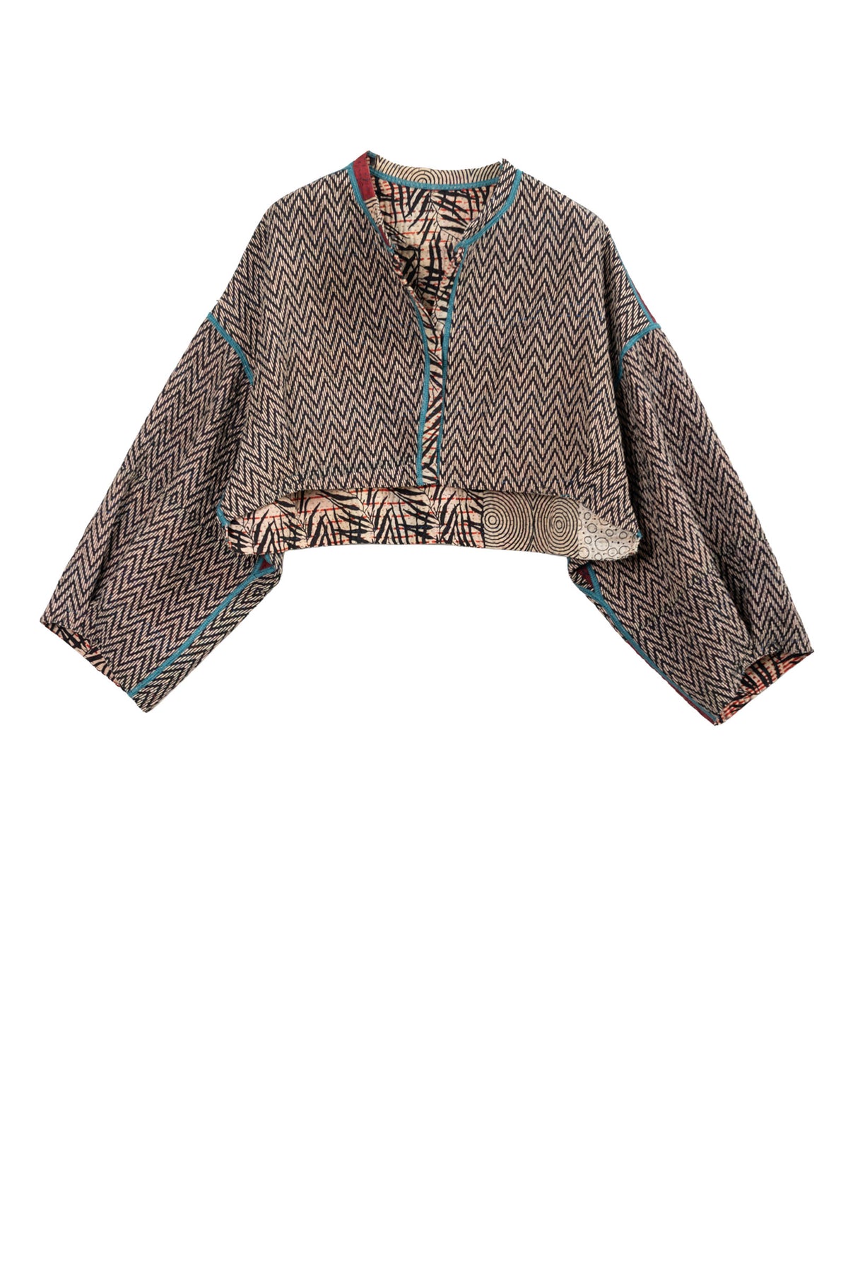 BO4090-CBLK007S @SOHO BAMBOO KANTHA SLEEVE JACKET