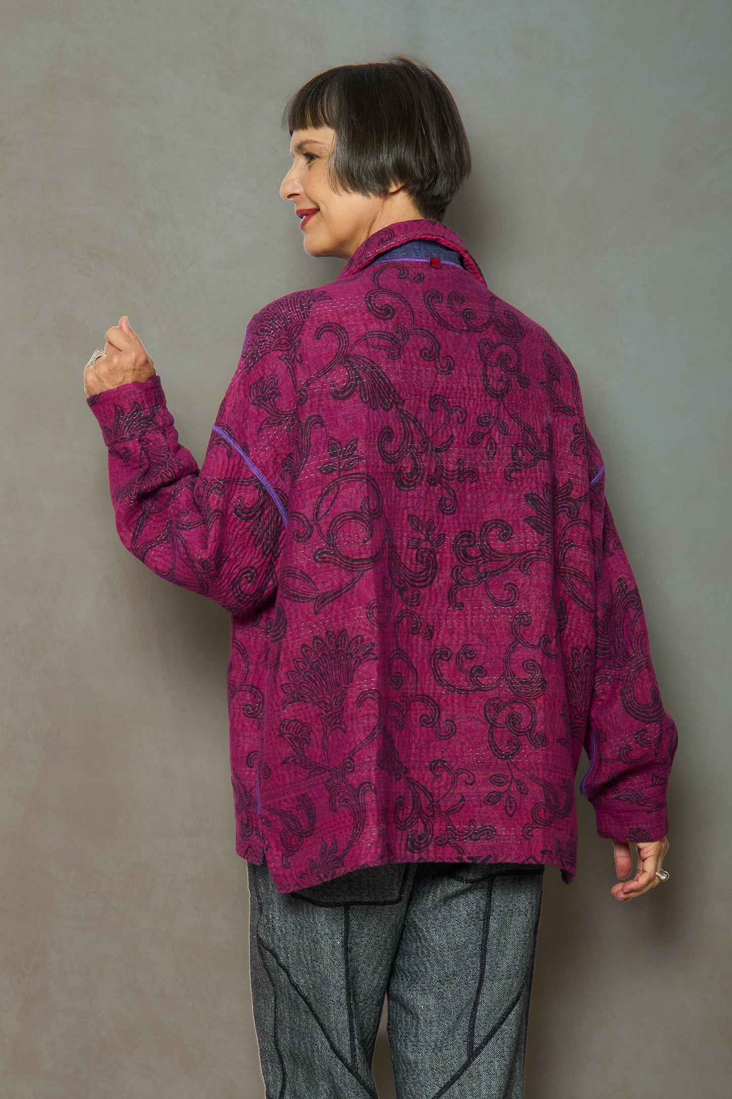 VINTAGE COTTON KANTHA RELAXED SHIRT JACKET - cv4j105-0001m -
