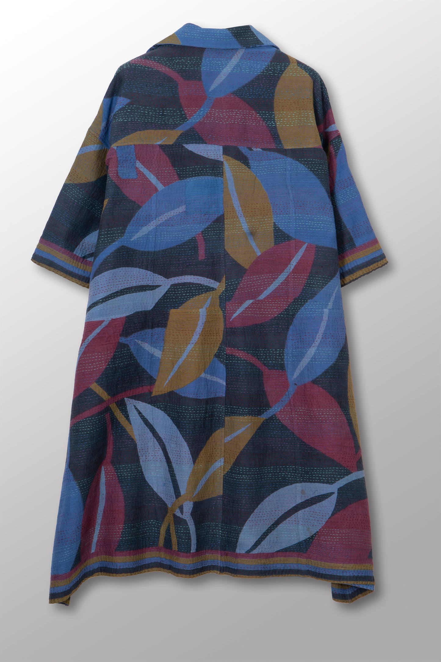 VINTAGE COTTON & NEW VOILE KANTHA 3/4 SLV. SHIRT DRESS - cn2459-0002s -