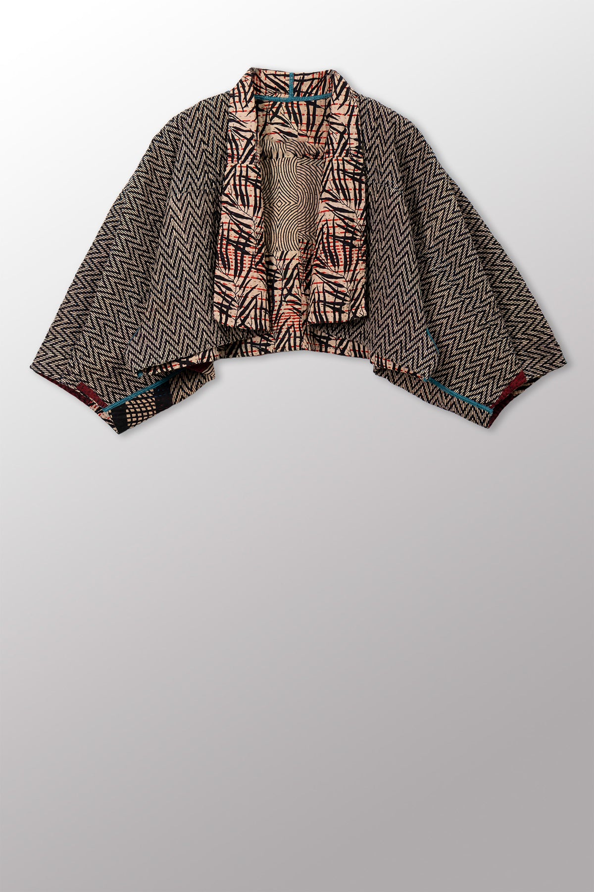 SOHO BAMBOO KANTHA PUFF SLV. SHRUG - bo4062-cblk007a -