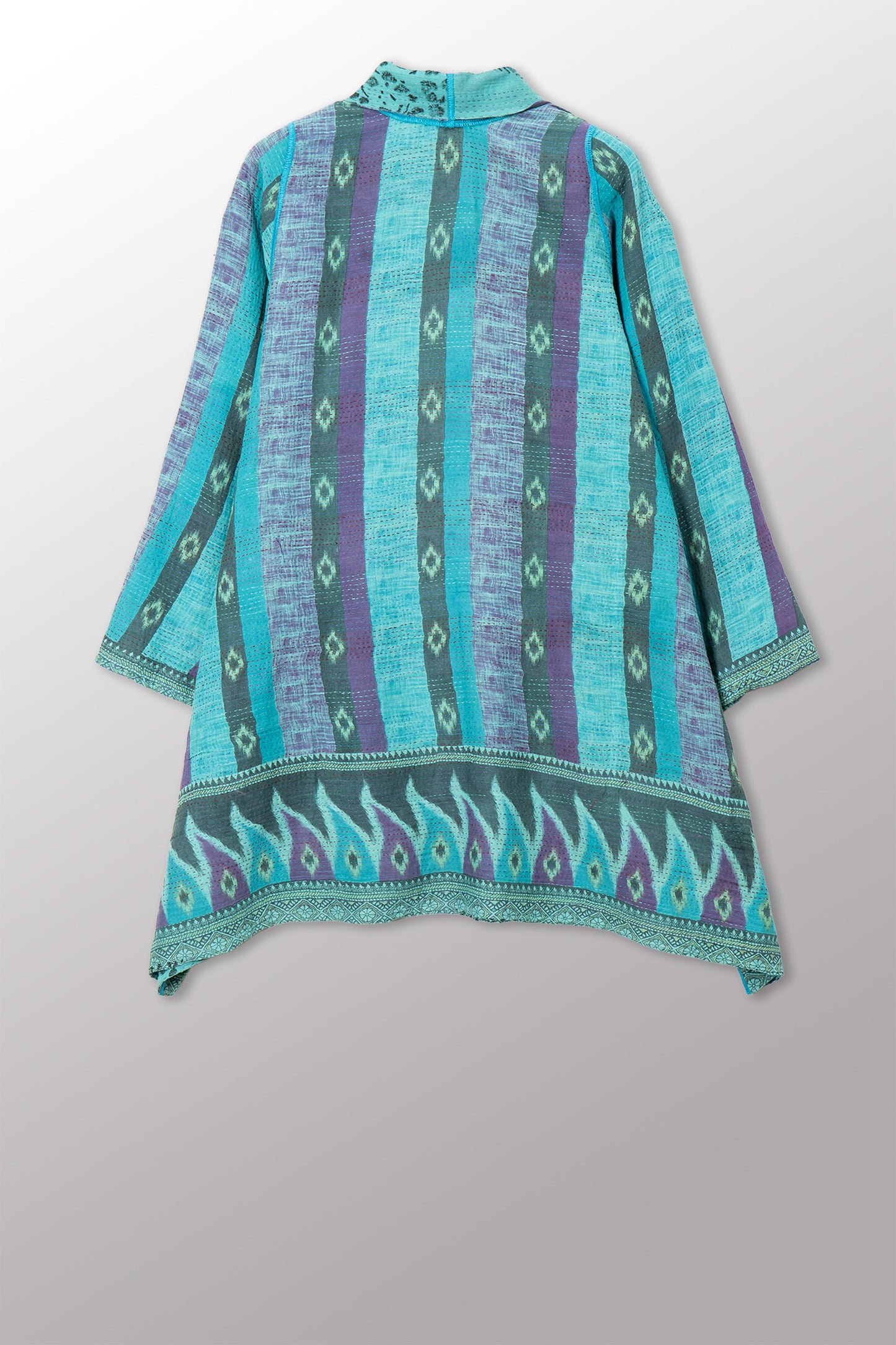 VINTAGE COTTON & NEW VOILE KANTHA A-LINE JKT - cn2003-0007a -