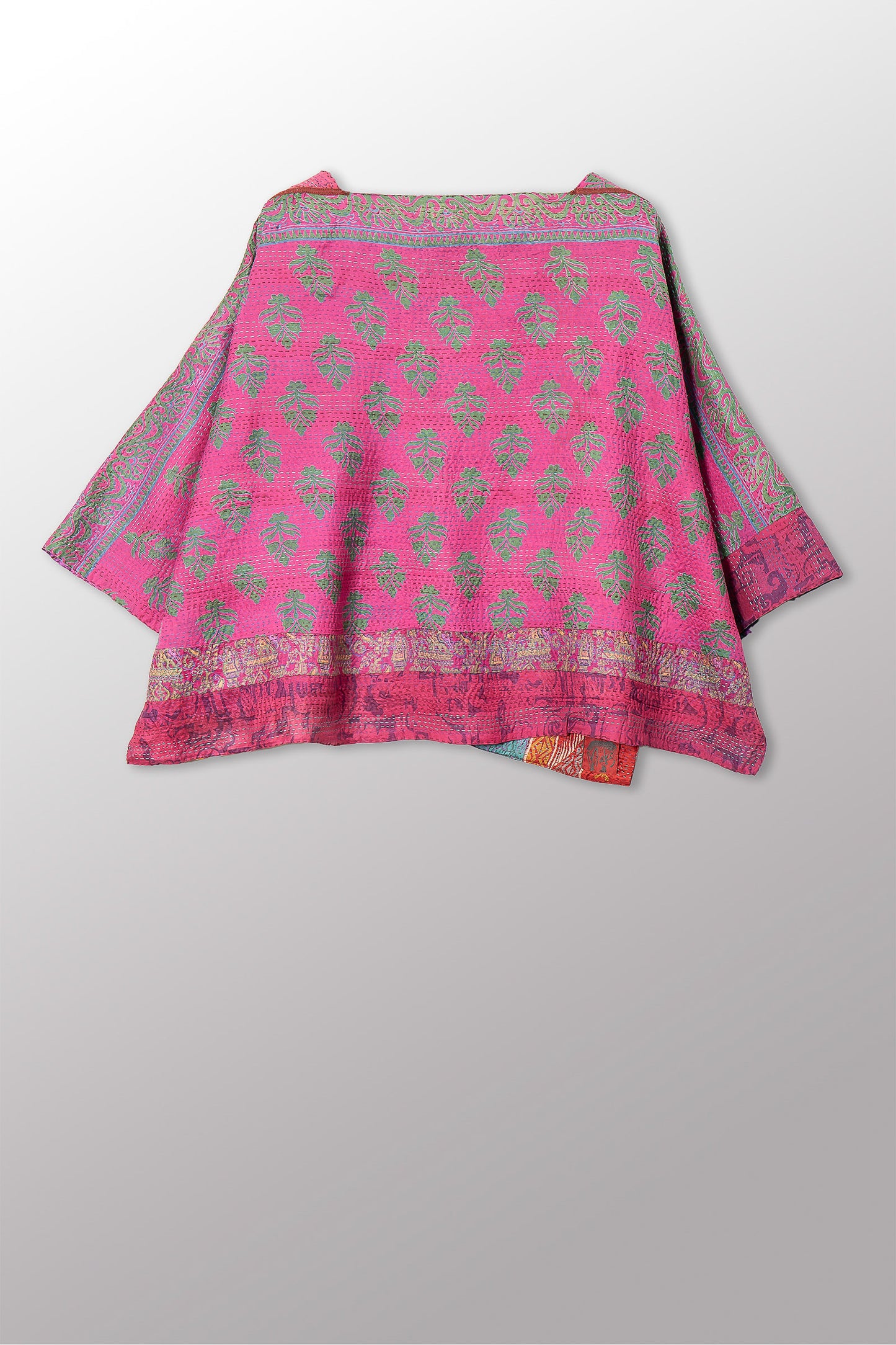 VINTAGE SILK KANTHA 3/4 SLV. CROP TOP MIO - sv2538-0016a -