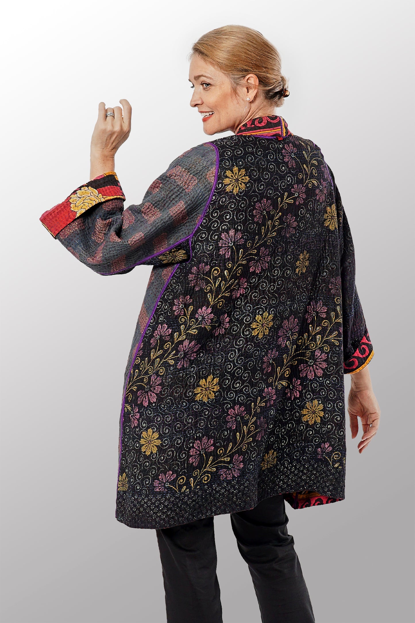 VINTAGE COTTON KANTHA A-LINE JKT - cv4003-0434a -