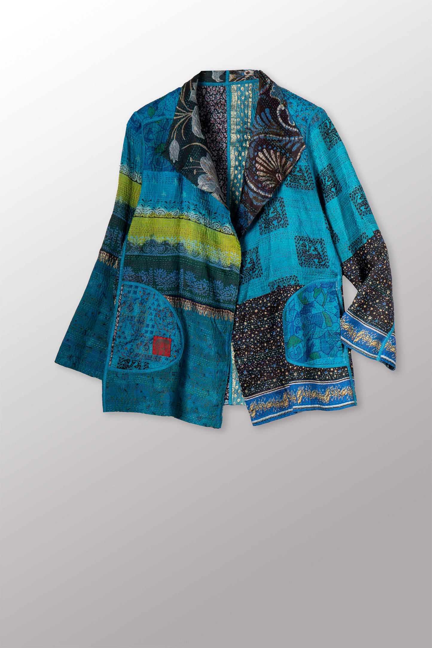 VINTAGE SILK KANTHA SHORT JKT - sv2007-0065l -