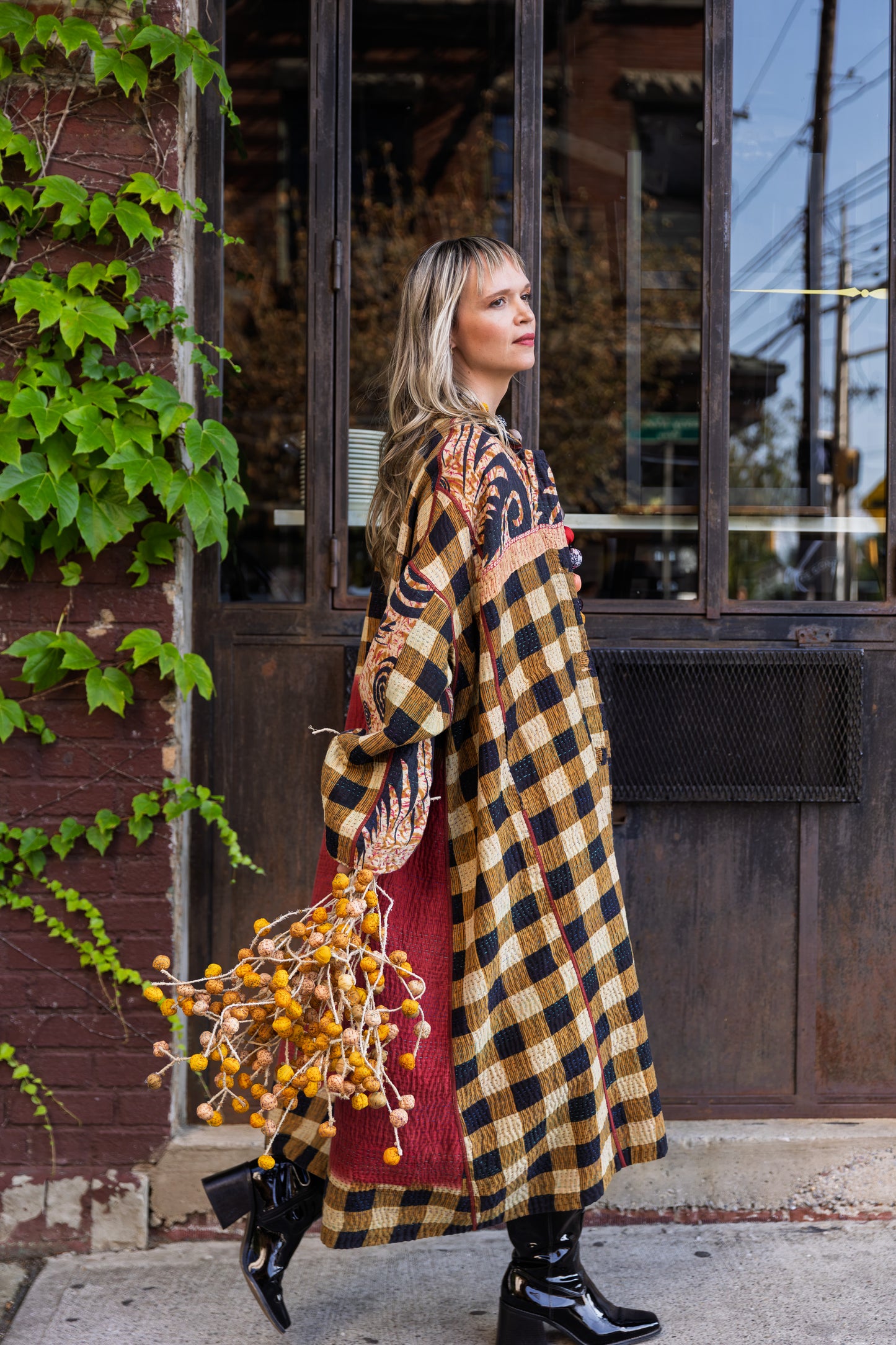 VINTAGE COTTON KANTHA OVERSIZED COAT - cv4326-0054a -