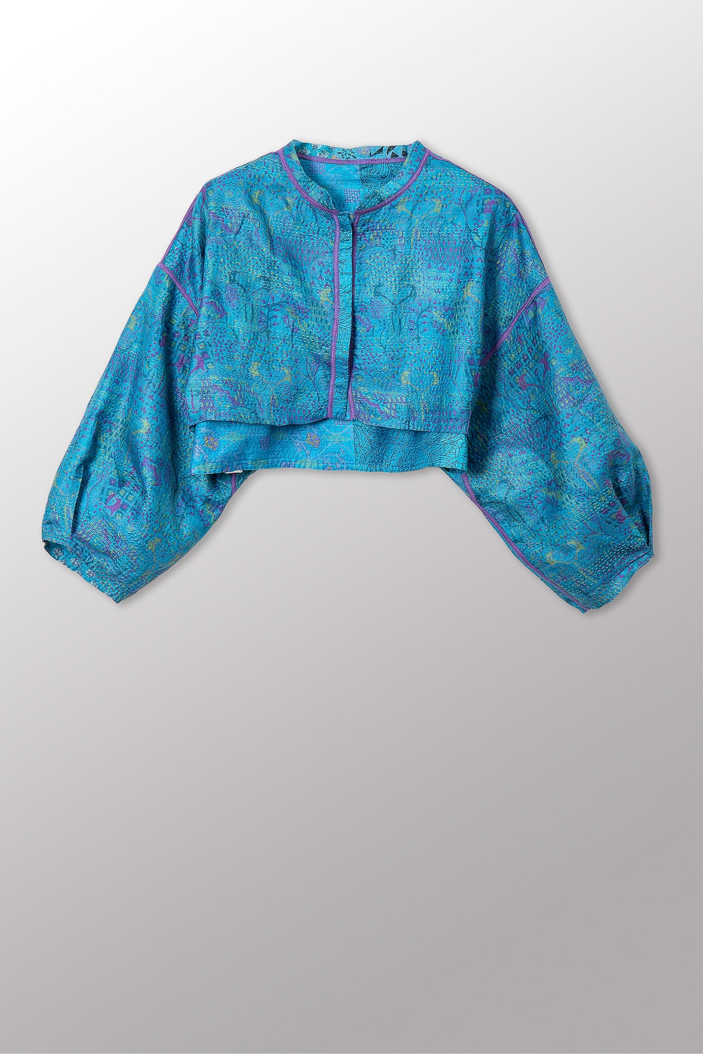 VINTAGE SILK KANTHA SLEEVE JACKET - sv2090-0007m -