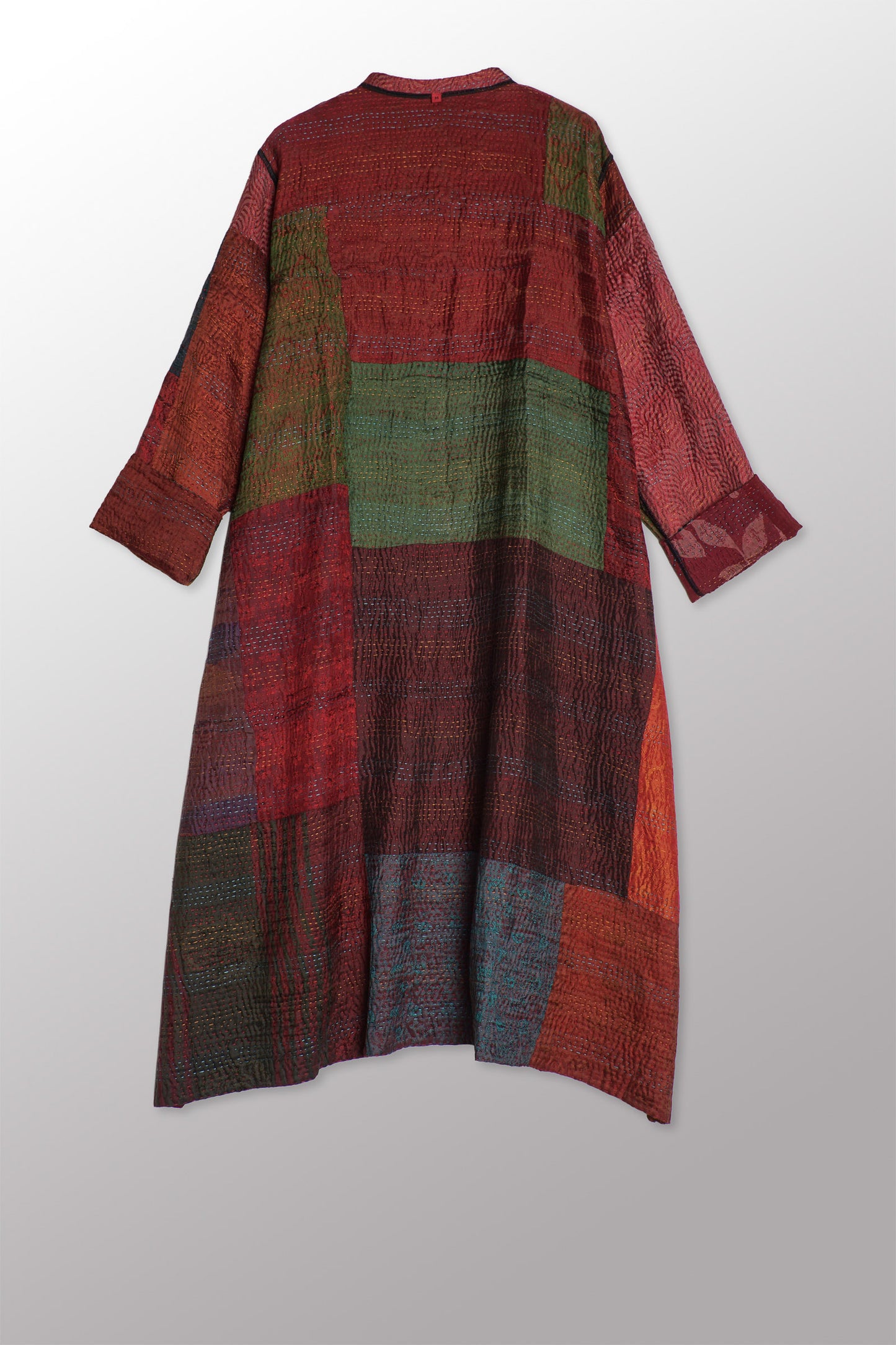 JACQUARD SILK KANTHA KAFTAN COAT - js4343-brn -