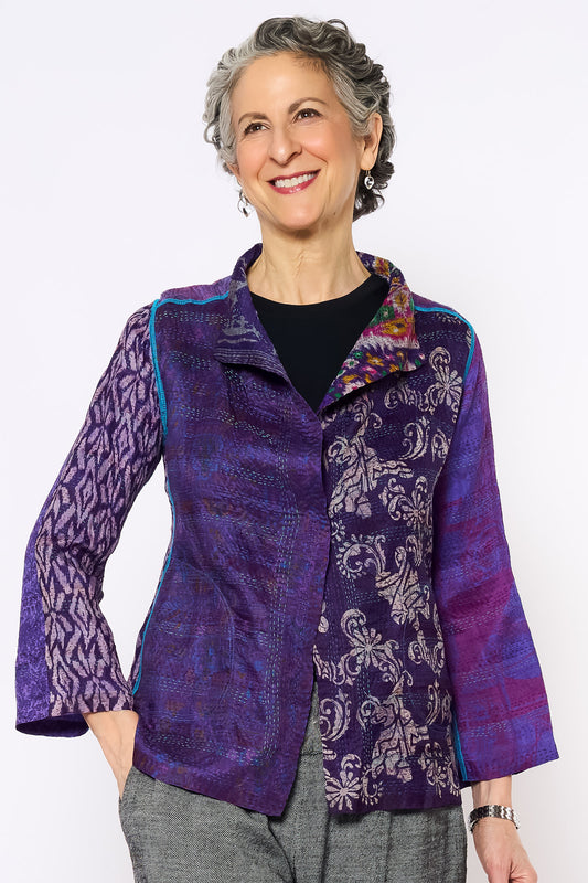 VINTAGE SILK KANTHA SHORT JKT - sv2007-0050s -