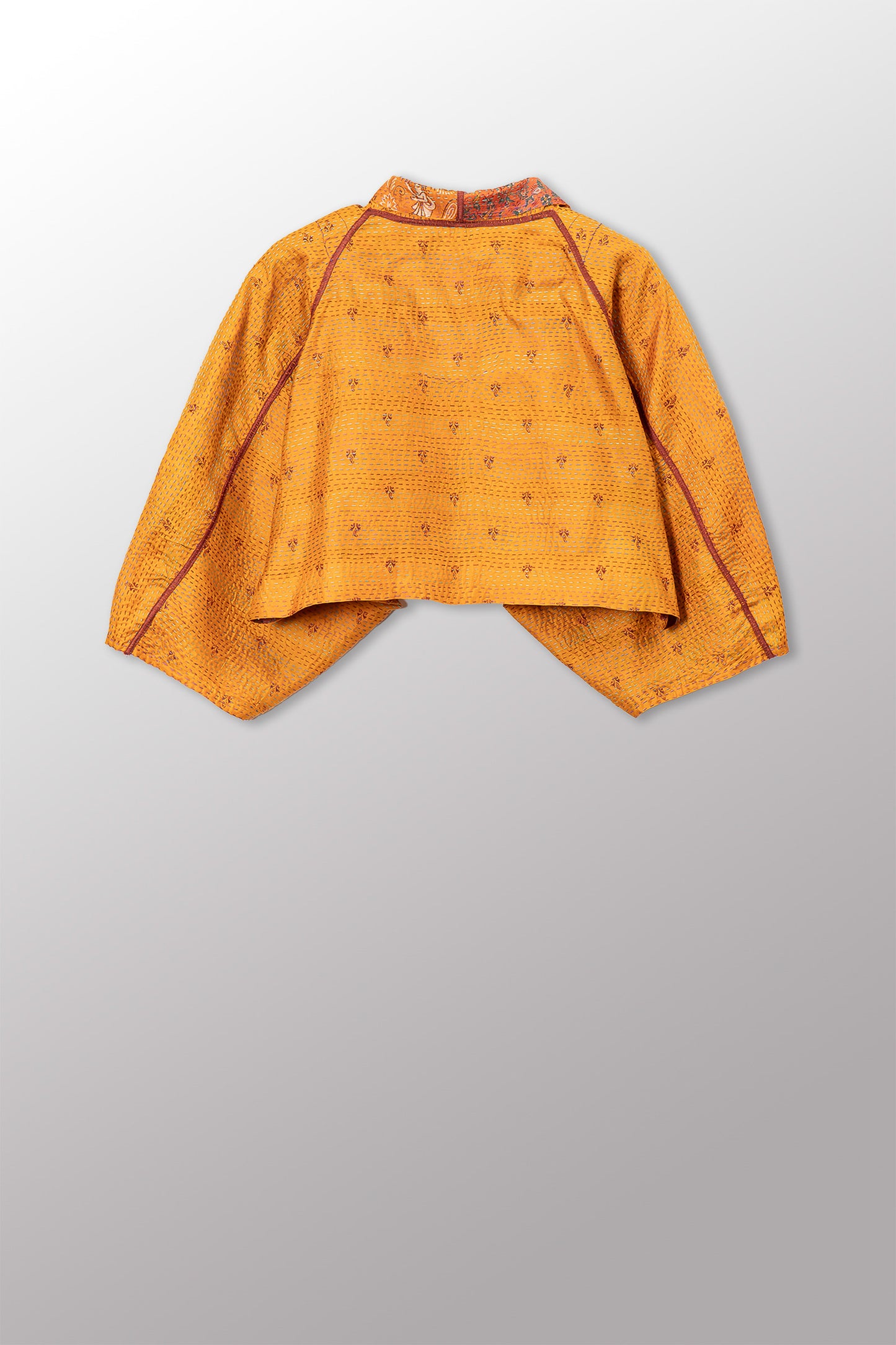VINTAGE SILK KANTHA PUFF SLV. SHRUG - sv2062-0028a -