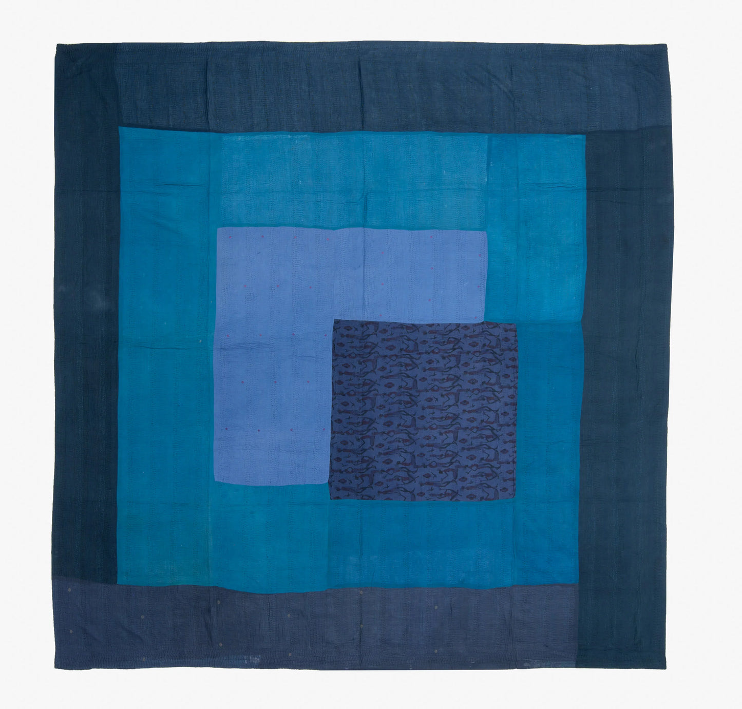 Landscape Fray Patch vintage Kantha Quilts - Navy