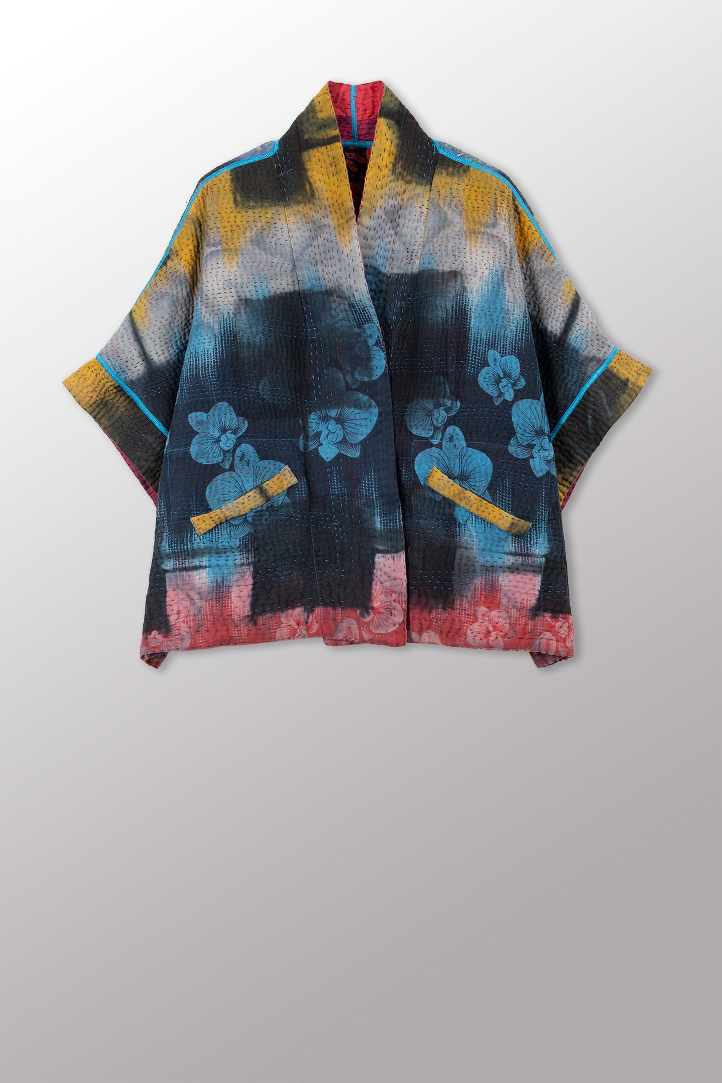 VINTAGE COTTON KANTHA MINI PONCHO - cv4060-0069a -