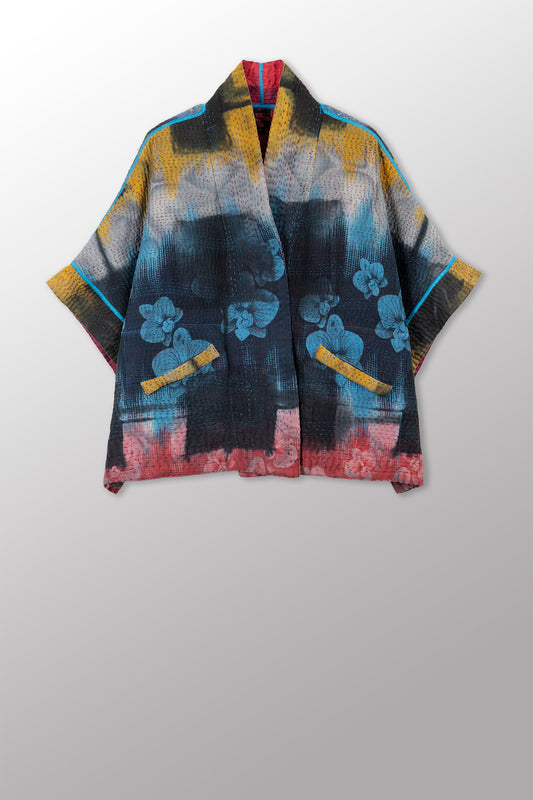 VINTAGE COTTON KANTHA MINI PONCHO - cv4060-0069a -