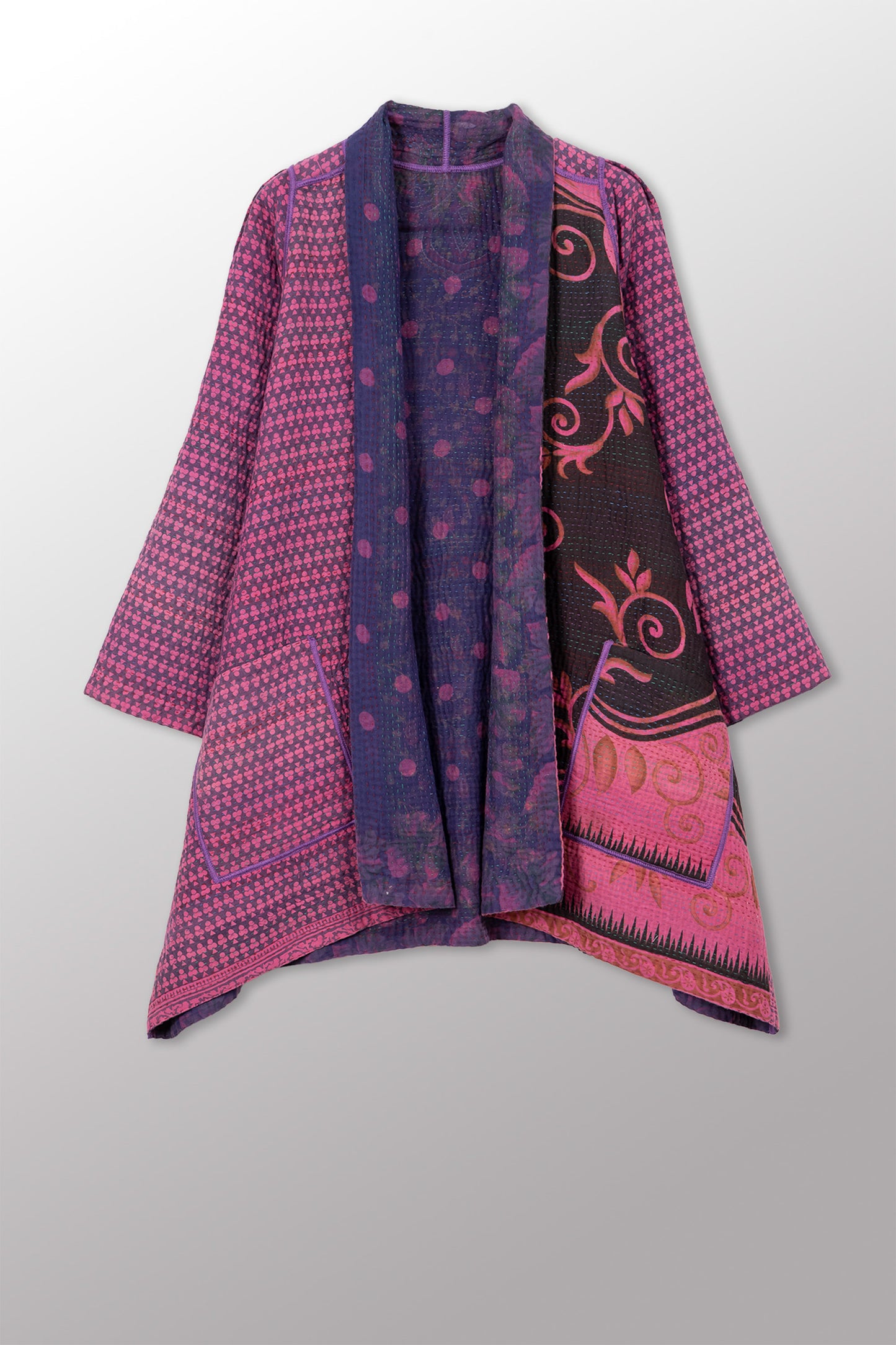 COTTON OVERDYE KANTHA A-LINE JKT - ov4003-cfus042a -