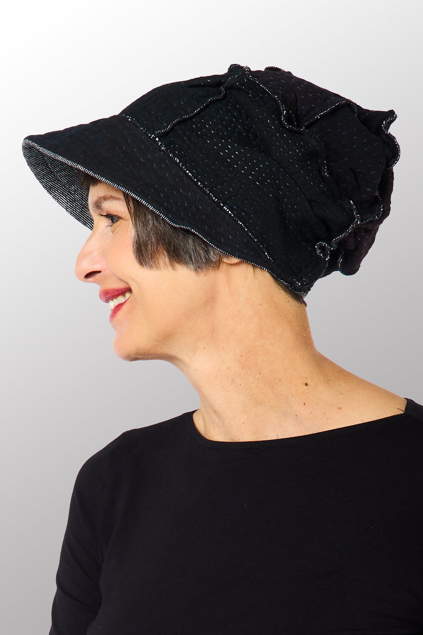 DENIM KANTHA HALF BRIM HAT - dn3881-gry -